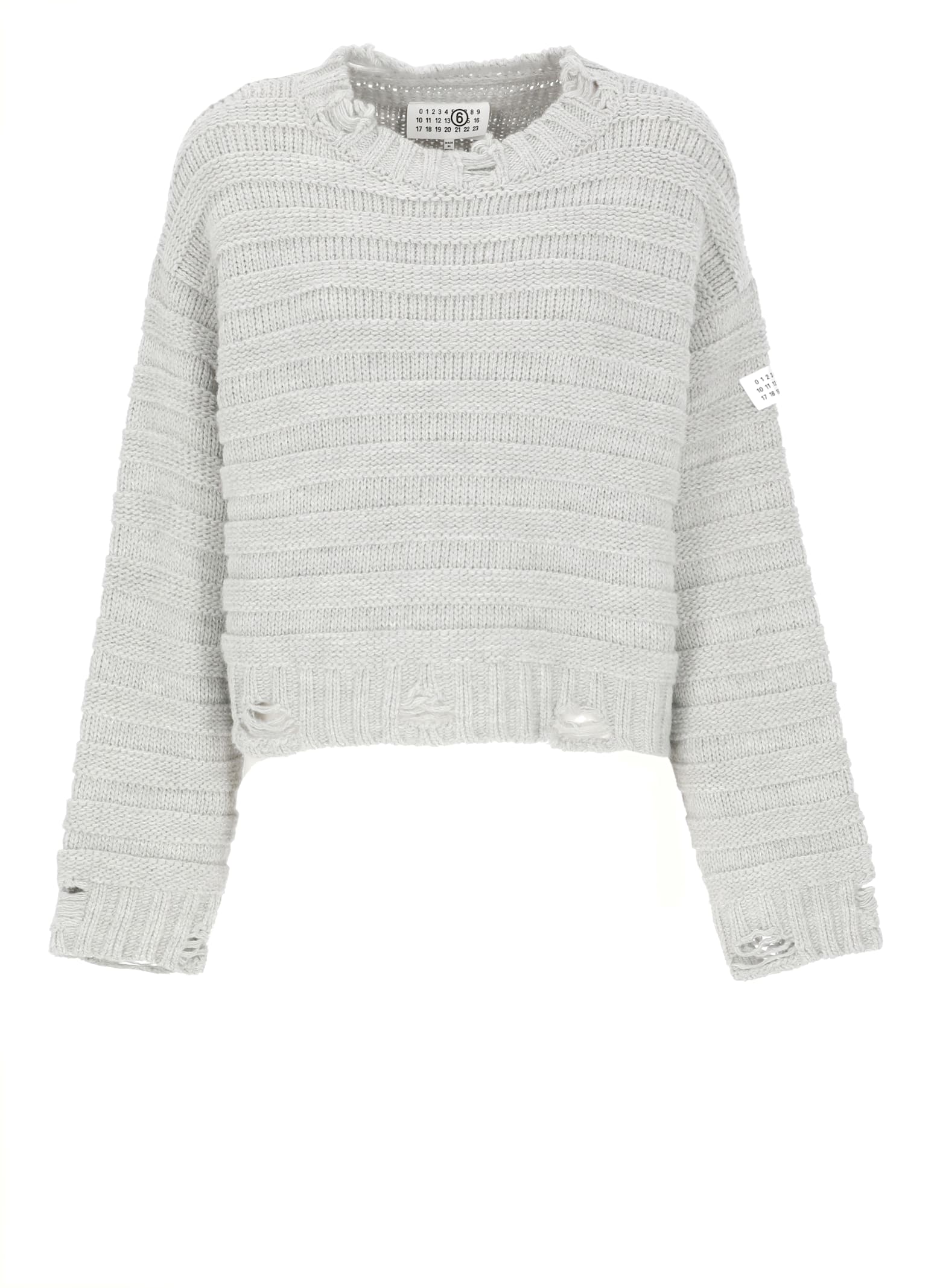 Mm6 Maison Margiela Logoed Sweater In Gray