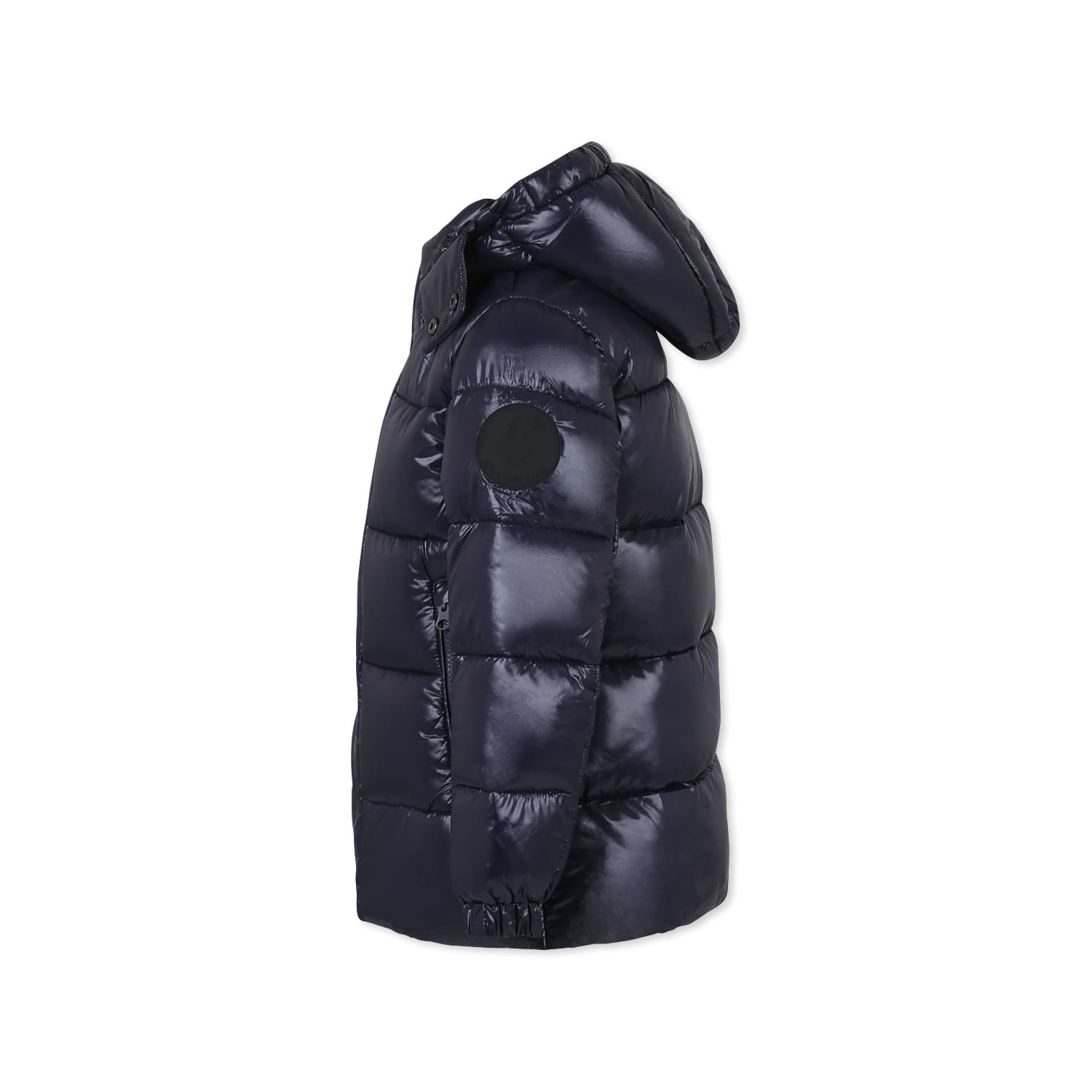 Save The Duck Blue Down Jacket For Girl With Logo In Blue