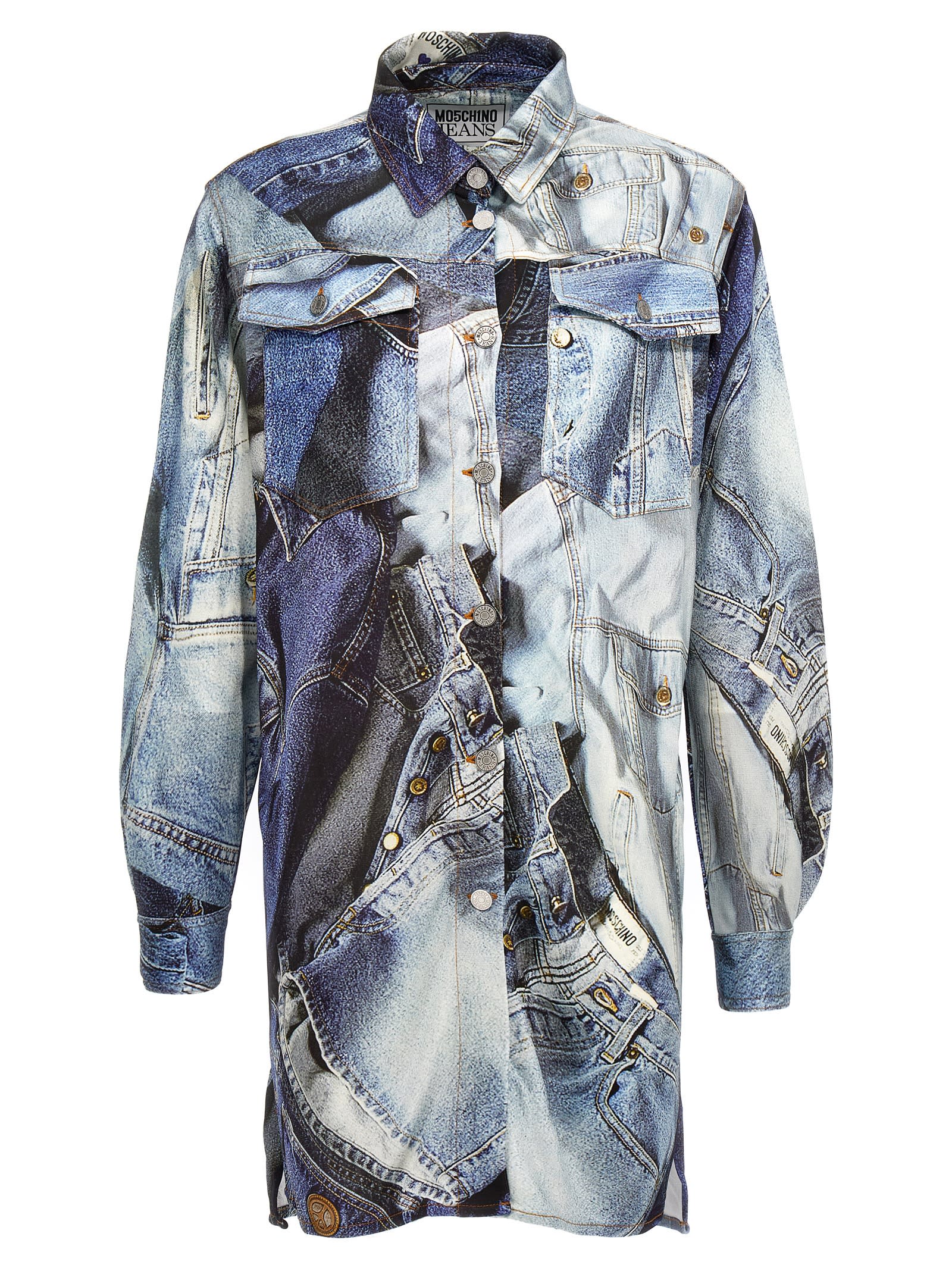 Shop M05ch1n0 Jeans Trompe Loeil Denim Shirt