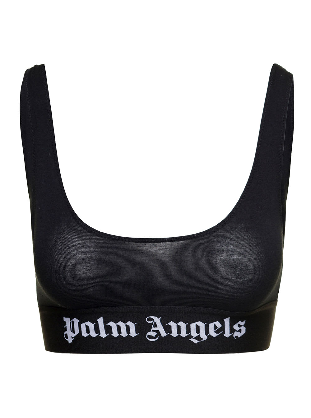 Palm Angels Black Bra With Contrasting Logo In Stretch Cotton Woman