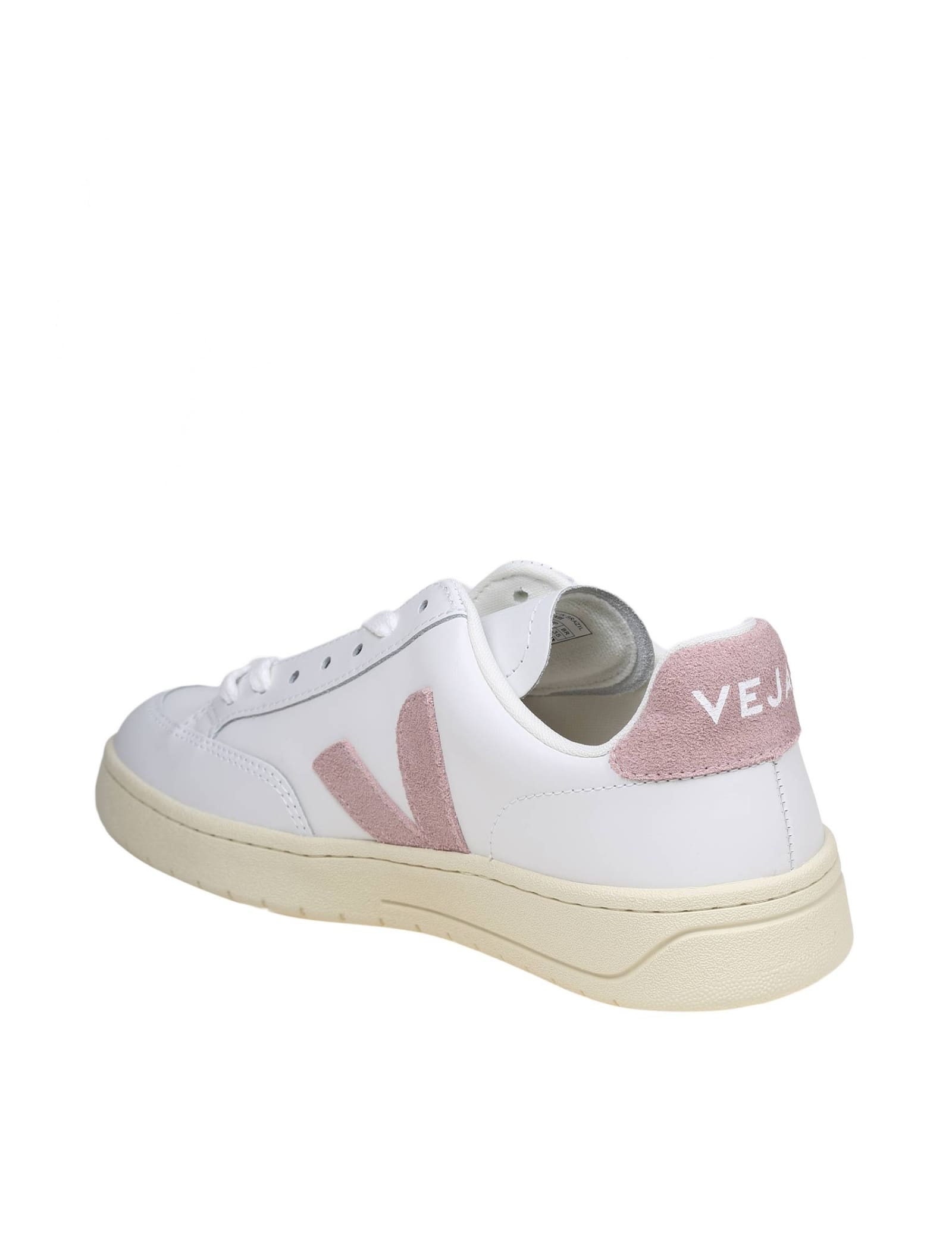 Shop Veja V 12 Sneakers In White/pink Leather In White/rose