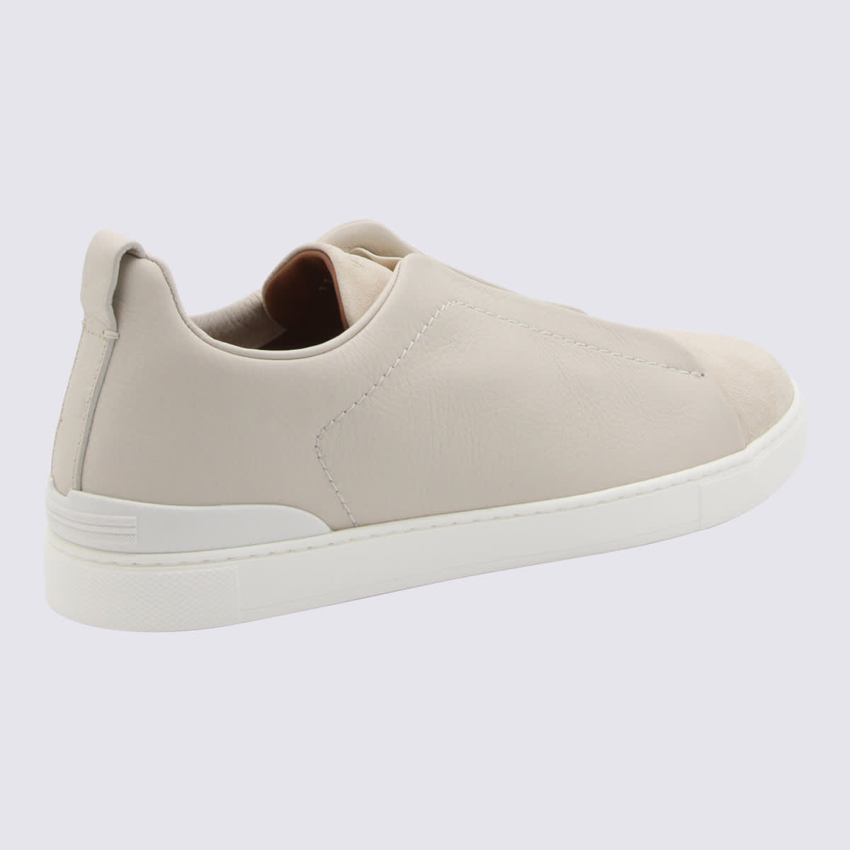 Shop Zegna White Leather Sneakers