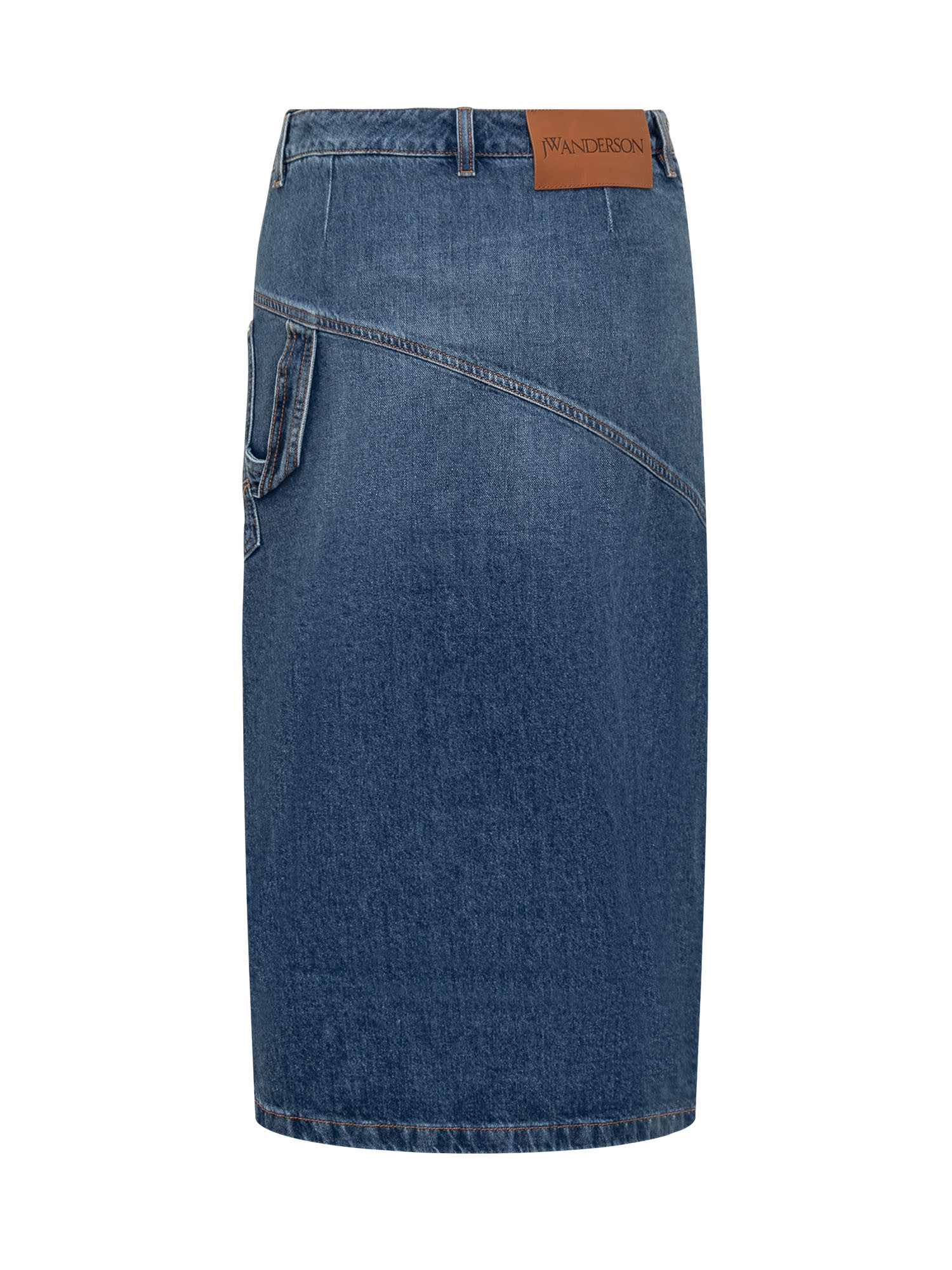 Shop Jw Anderson Jwanchor Twisted Midi Skirt In Light Blue