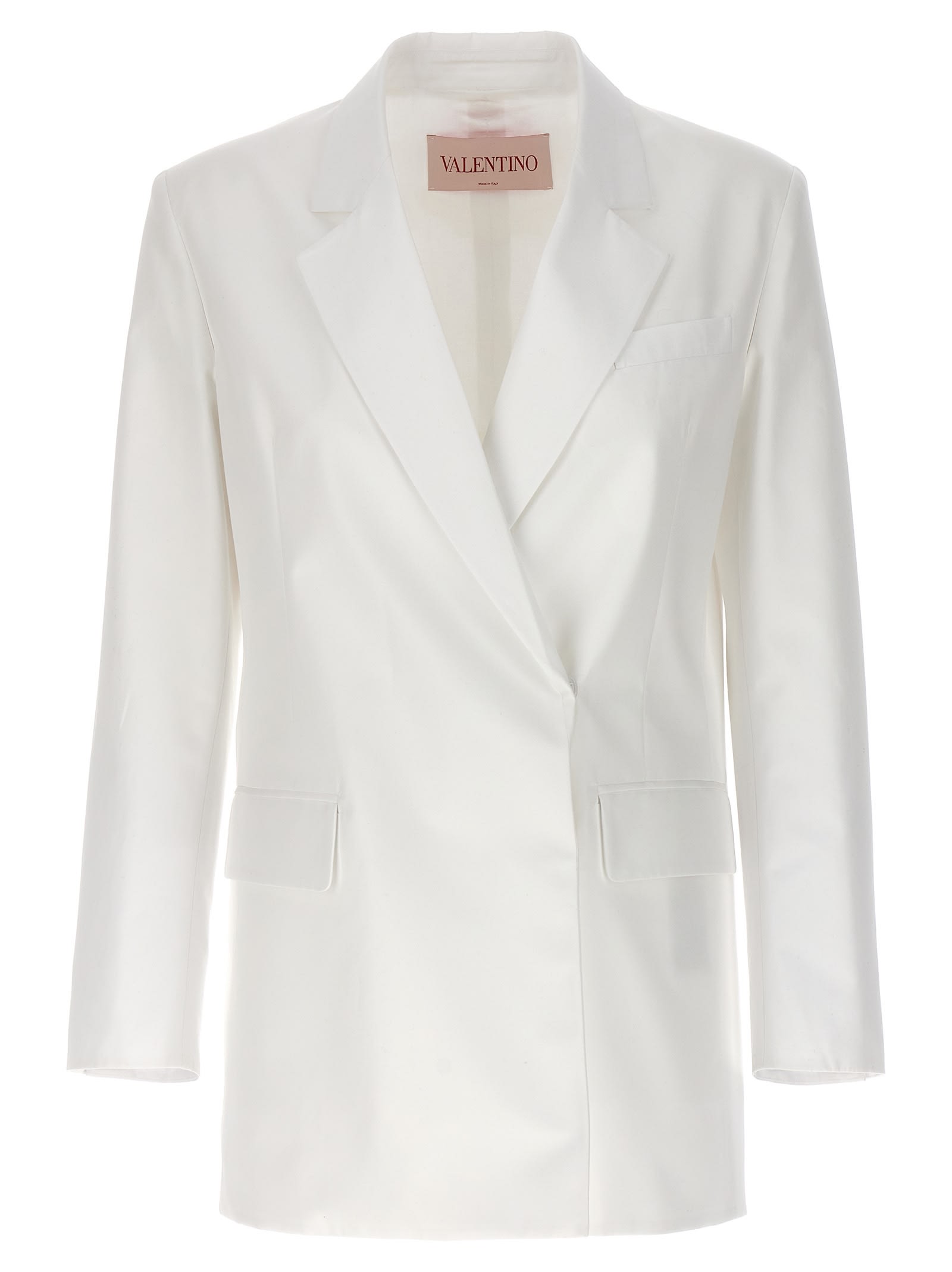 Valentino Single Breast Cotton Jacket In White