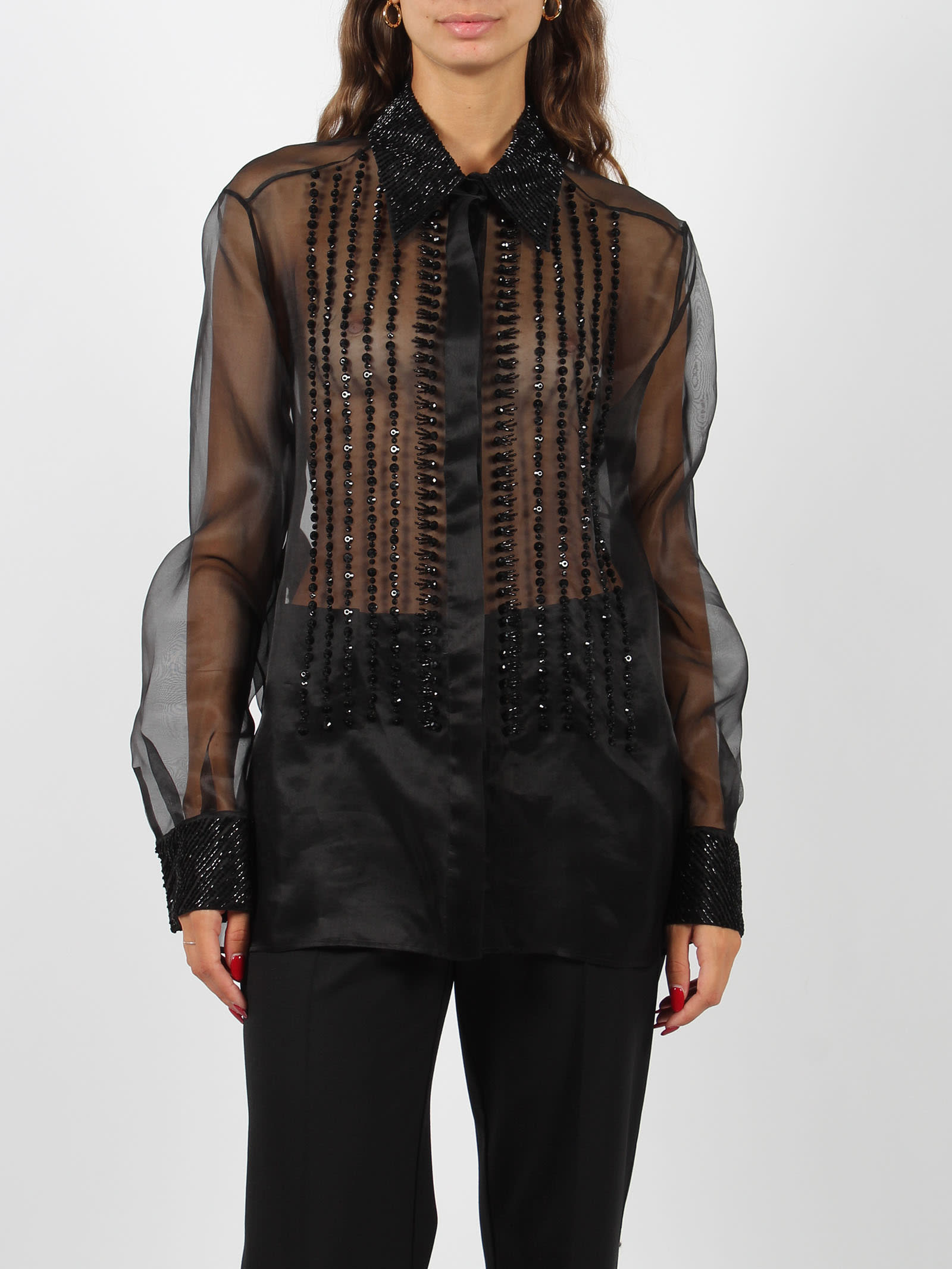 Shop Alberta Ferretti Embroidery Shirt In Black