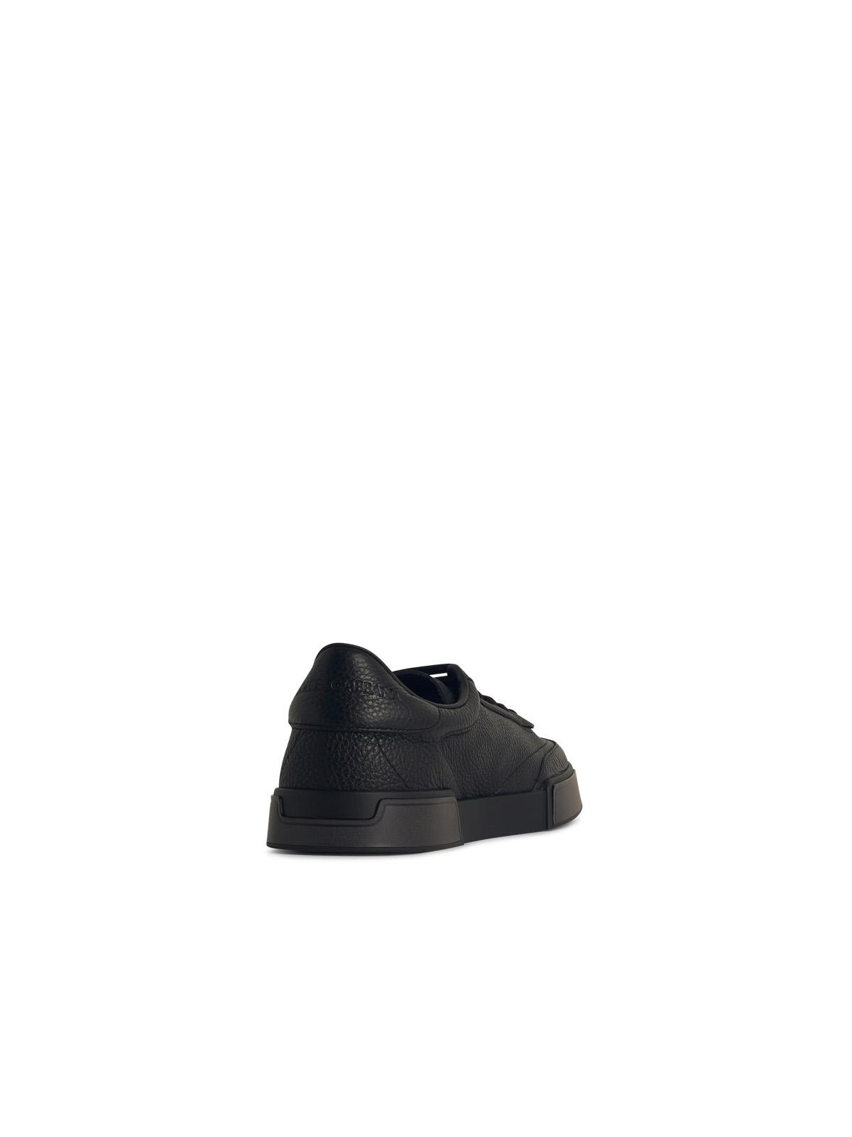 Dolce & Gabbana Gray Calfskin Portofino Yacht Sneakers In Black