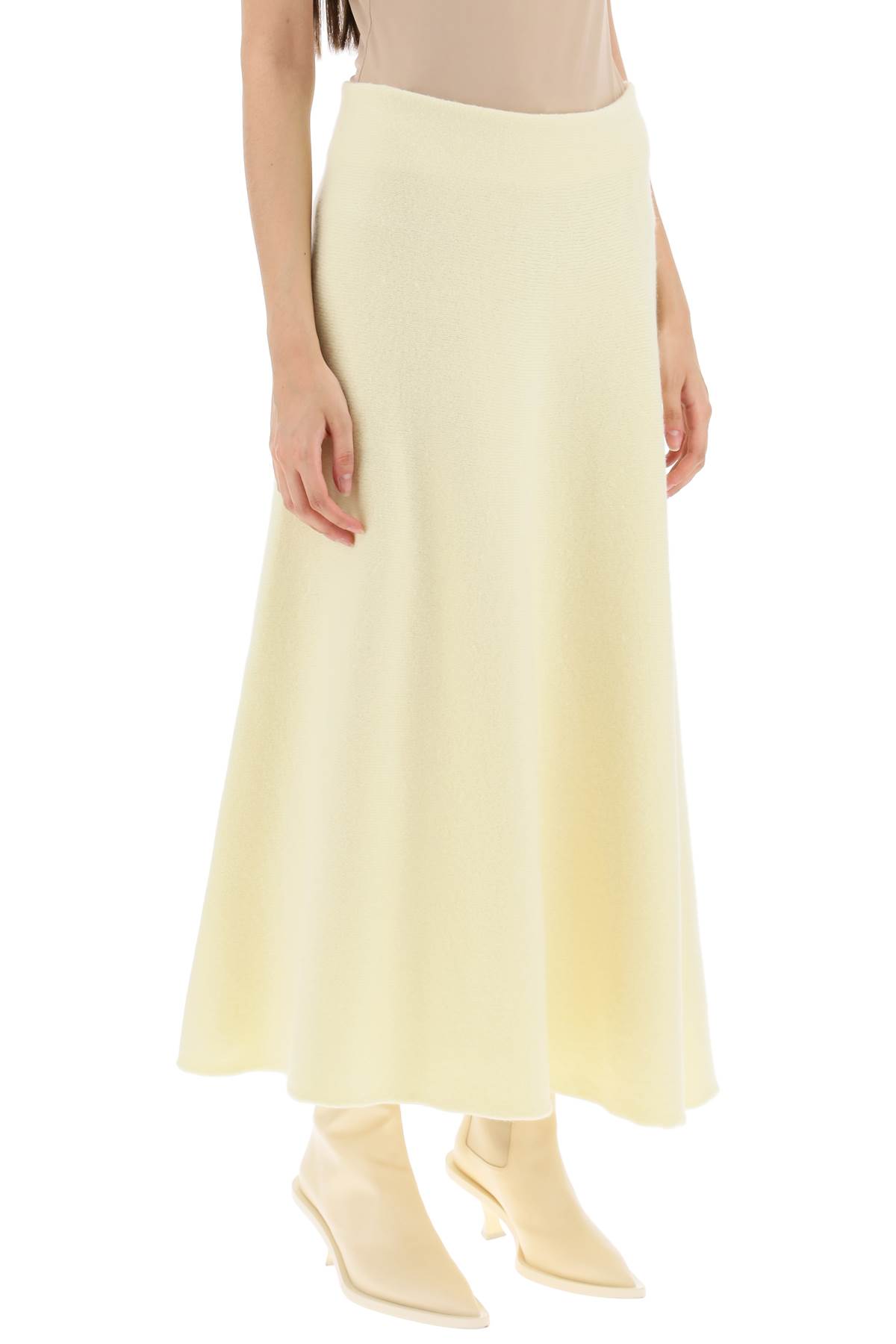 Jil Sander Wool Knit Midi Skirt In Bright Yellow (yellow)
