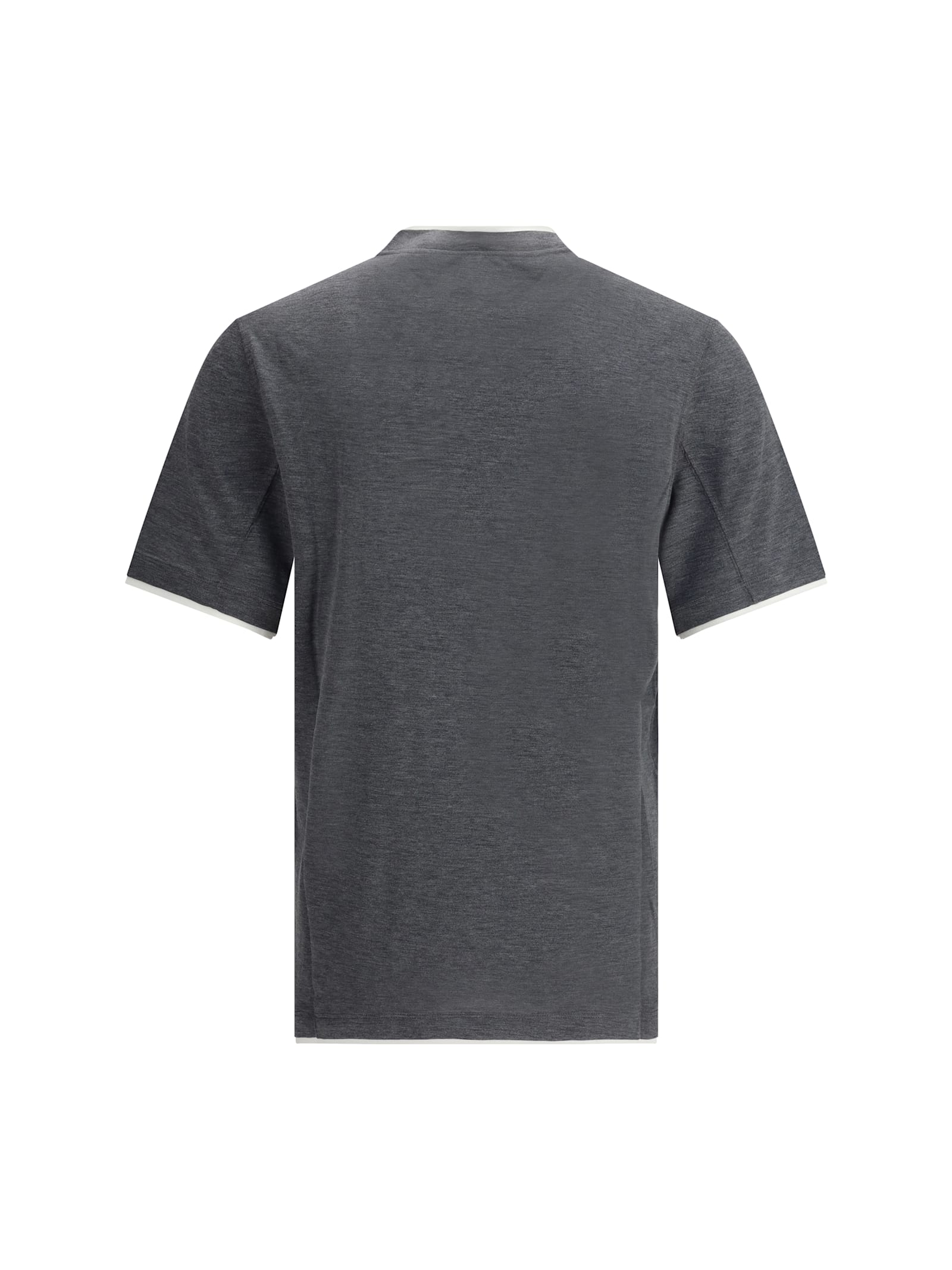 Brunello Cucinelli Men Silk T-shir In Gray