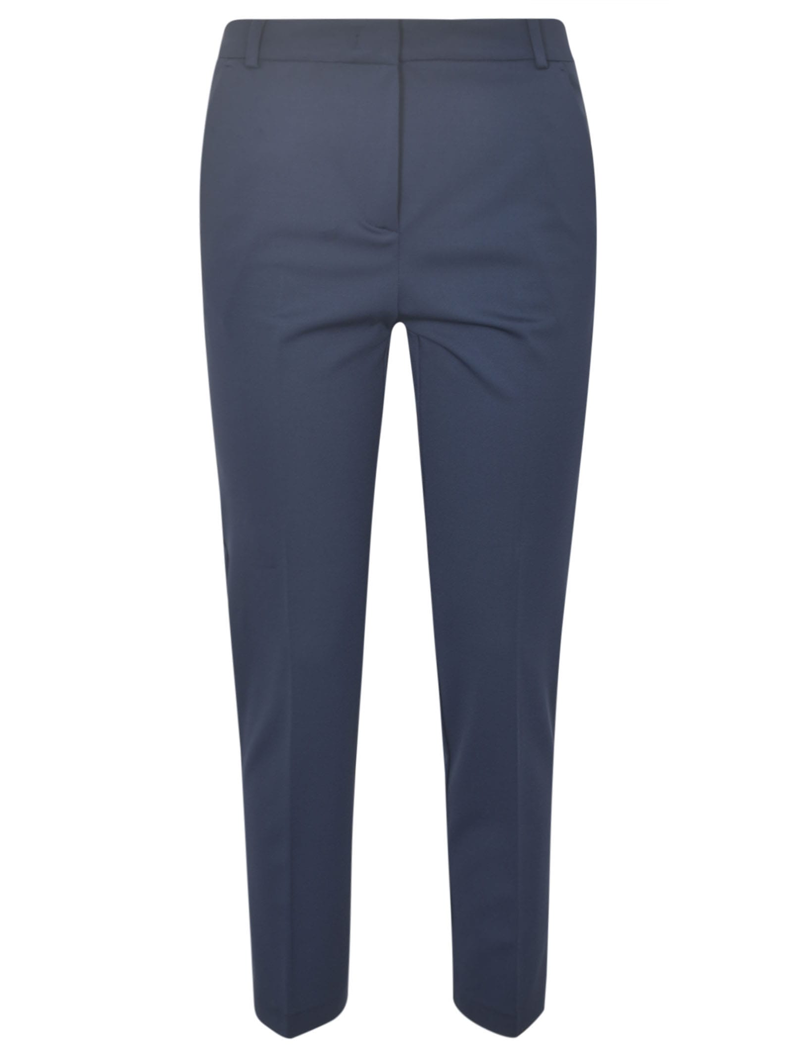 Shop Pinko Slim Fit Plain Cropped Trousers In Blu Cerimonia