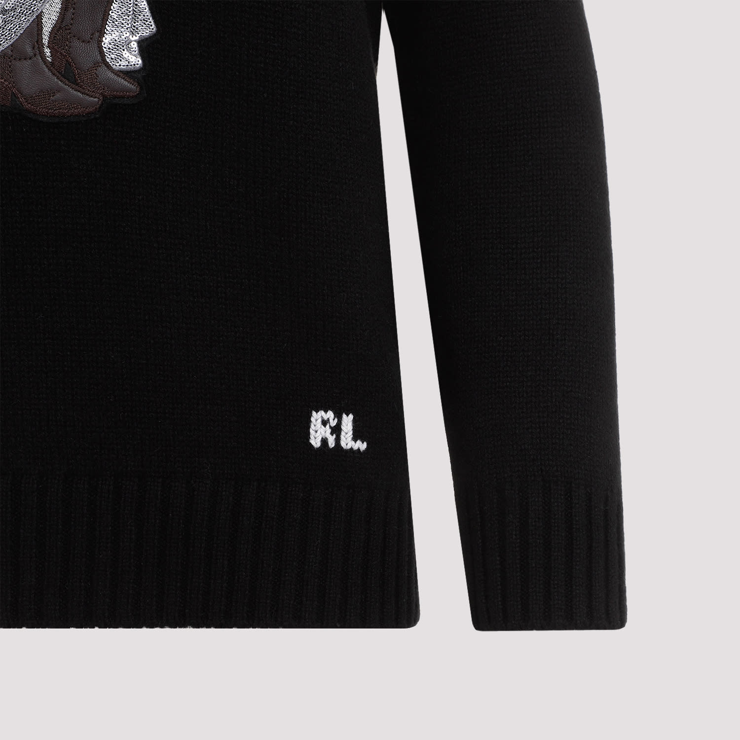 Shop Ralph Lauren Western Bear Sweater In Black