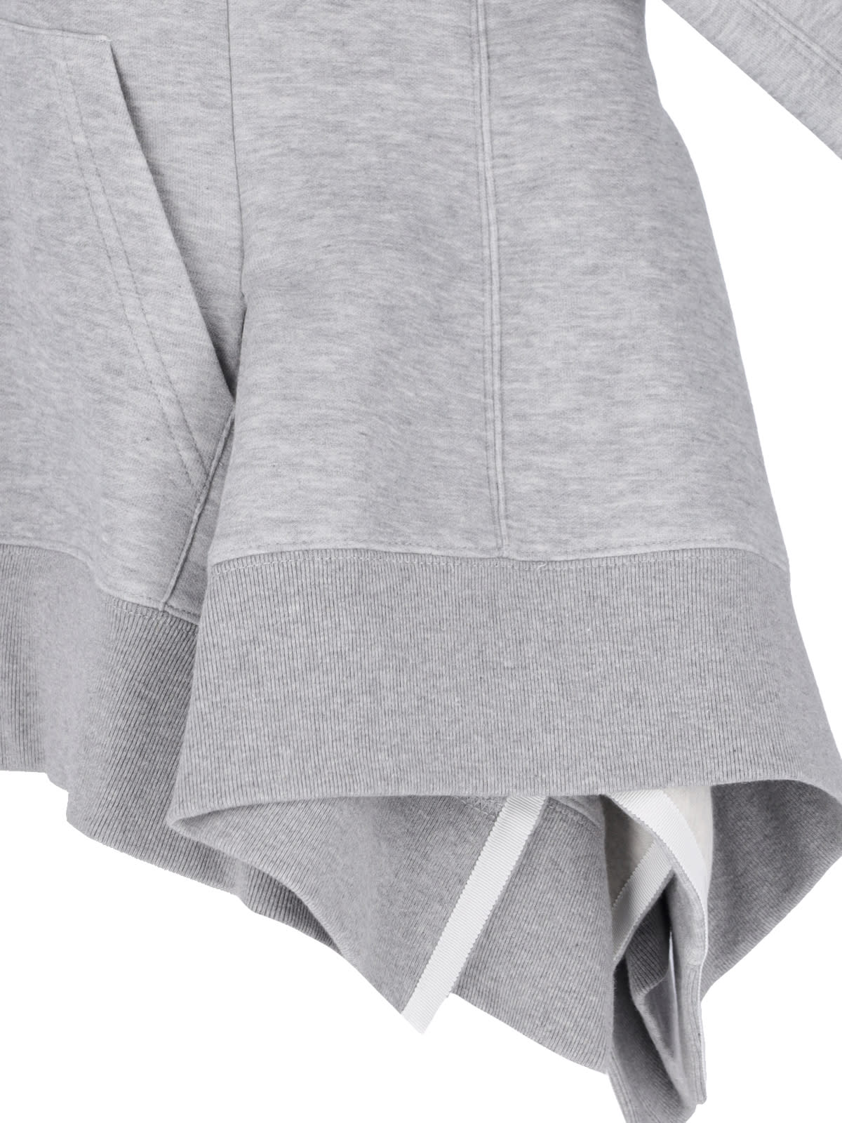 Shop Sacai Ruffle Detail Hoodie In Gray