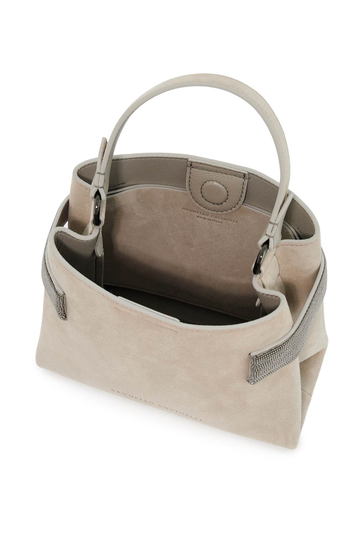 Shop Brunello Cucinelli Handbag With Precious Bands In Quarzo (grey)