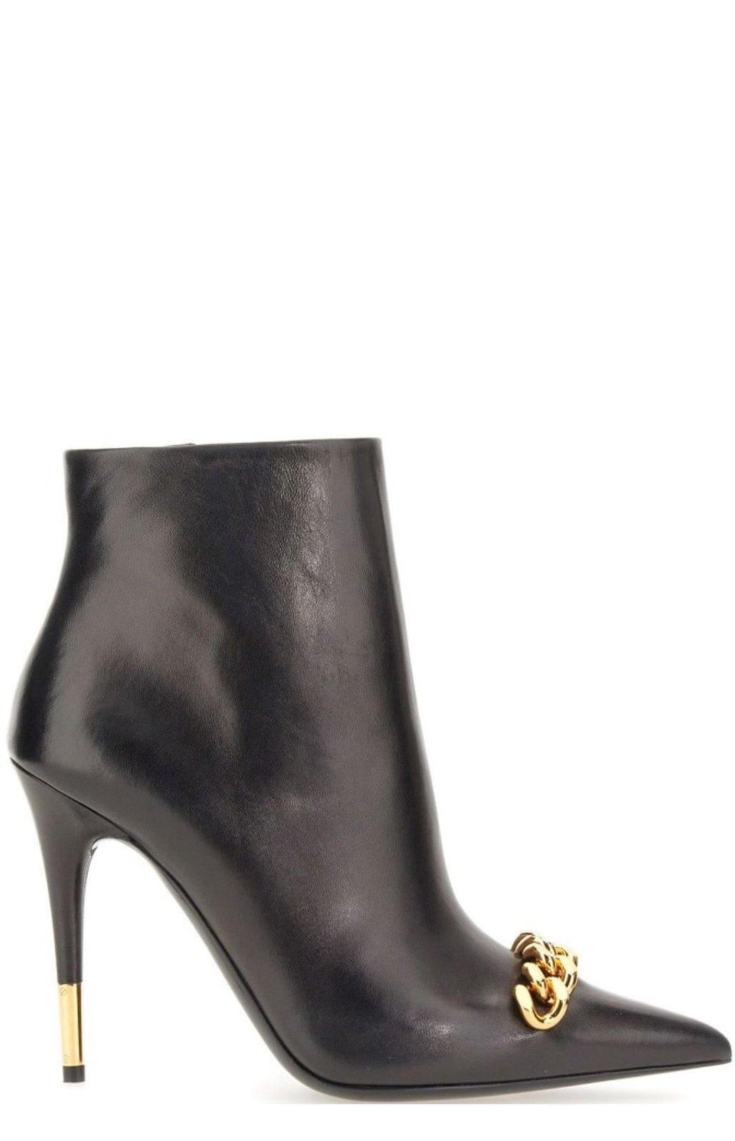 Shop Tom Ford Chain-linked Stiletto-heel Boots In Black