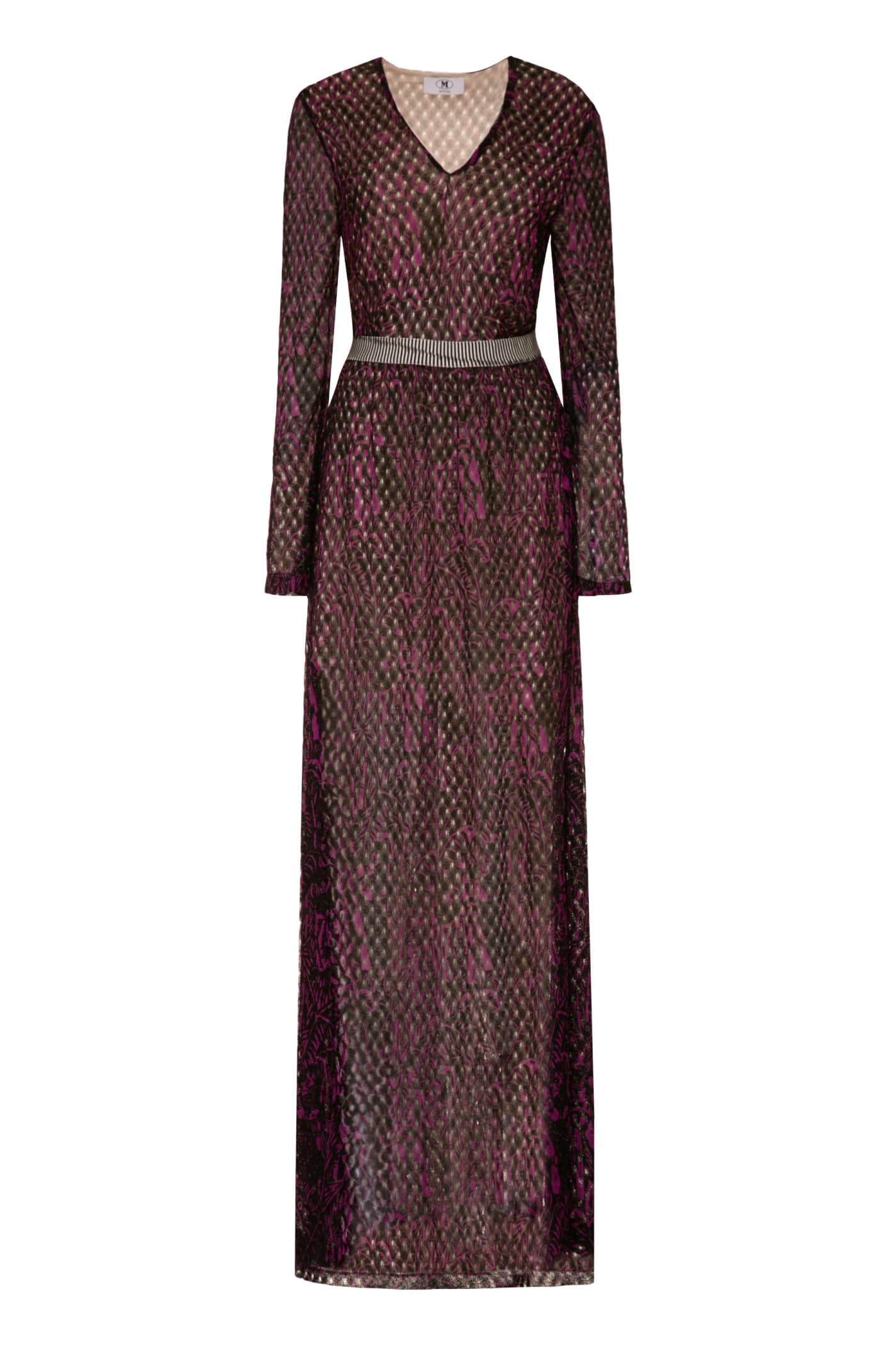 Missoni Knitted Long Dress In Purple