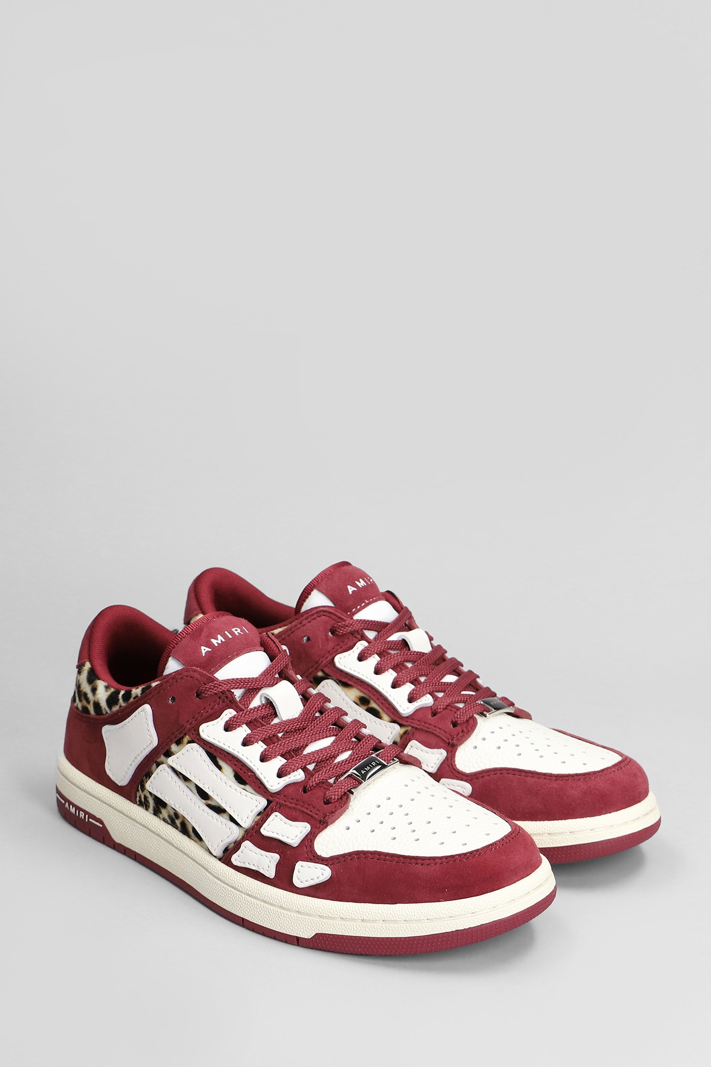 Shop Amiri Leopard Skel Top Low Sneakers In Bordeaux Leather