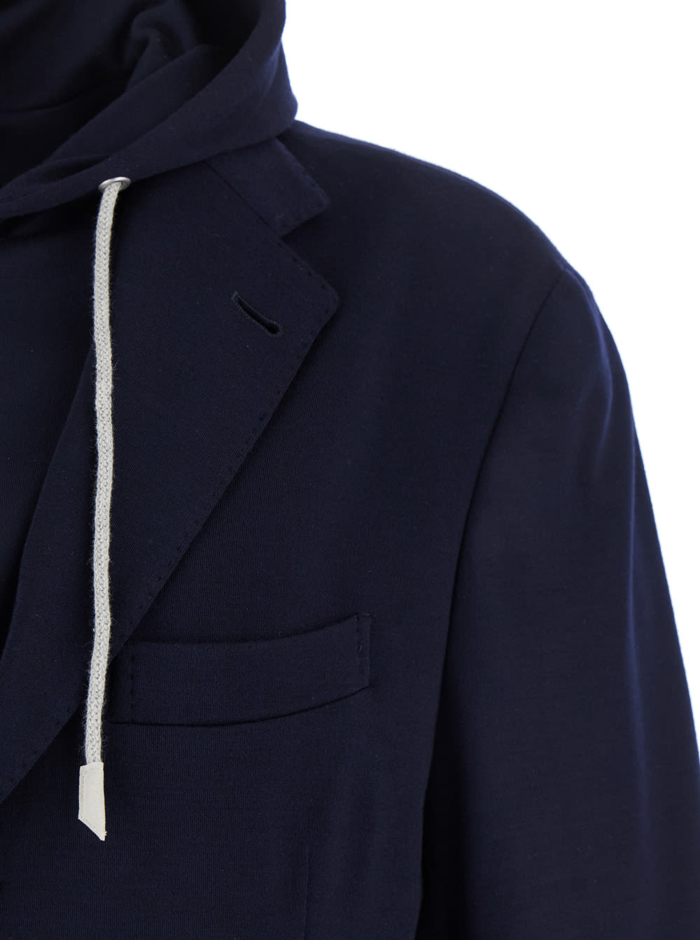 Eleventy Hooded Jacket With Front Pockets And Long Sleeves In Blu
