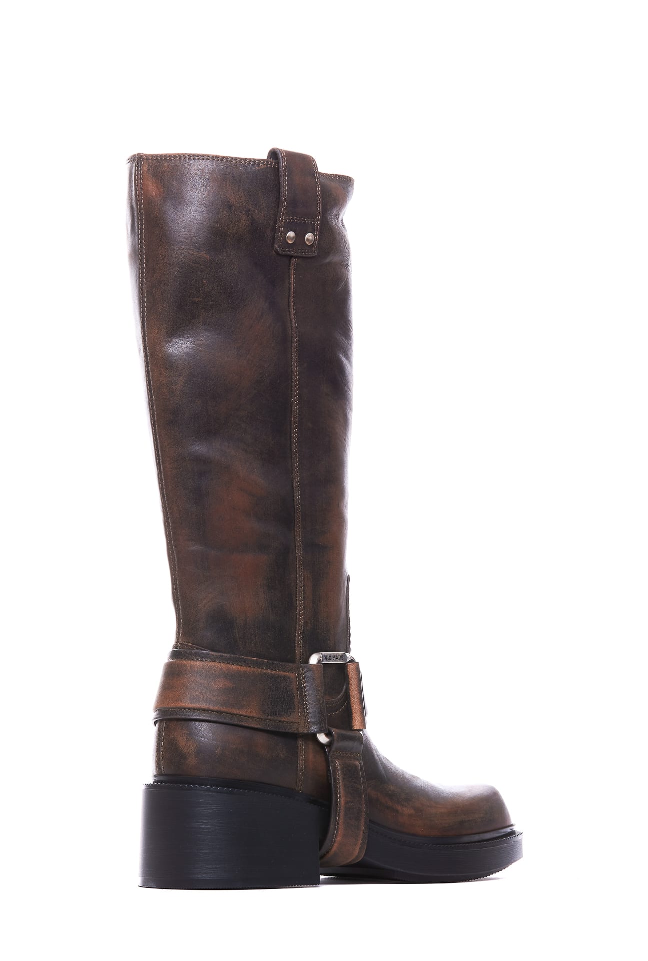 Vic Matie Vic Matié Chocolate Brown High Leather Boot In Brown