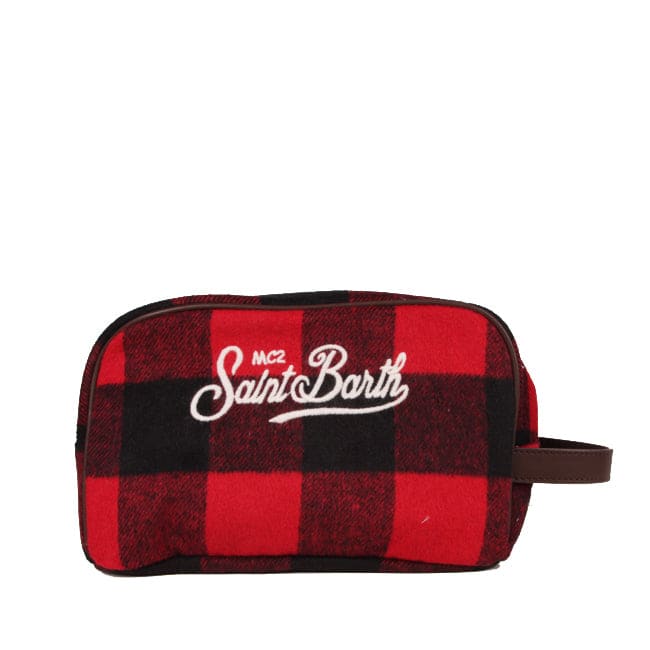 Mc2 Saint Barth Check Fabric Beauty Case In Red