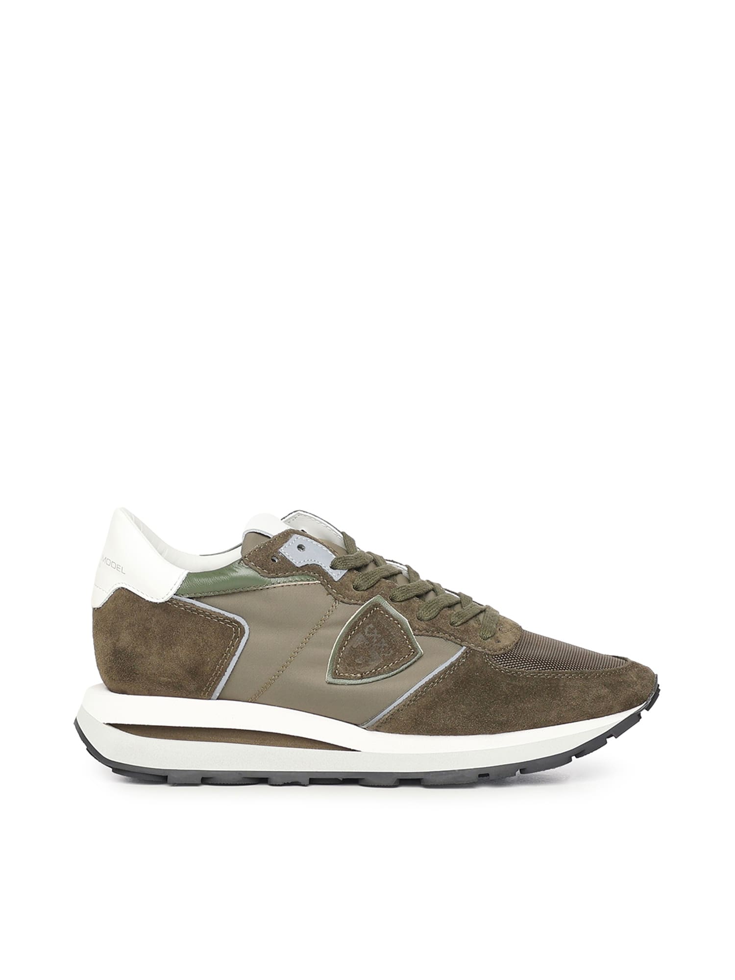 Philippe Model Suede Technical Fabric Trainers In Green