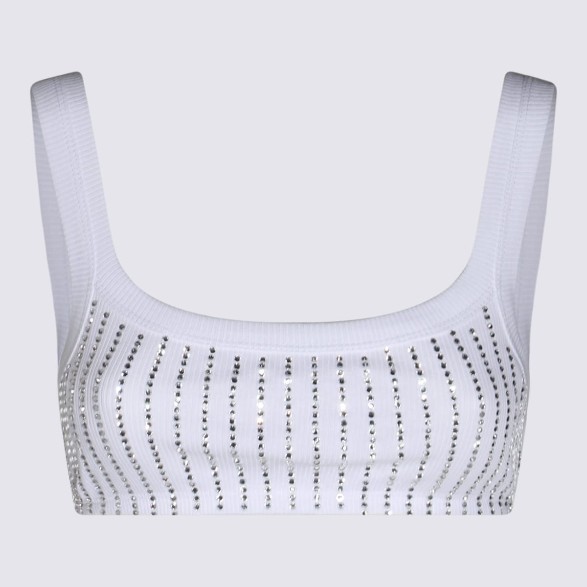 Shop Attico White Cotton Top In White/crystal