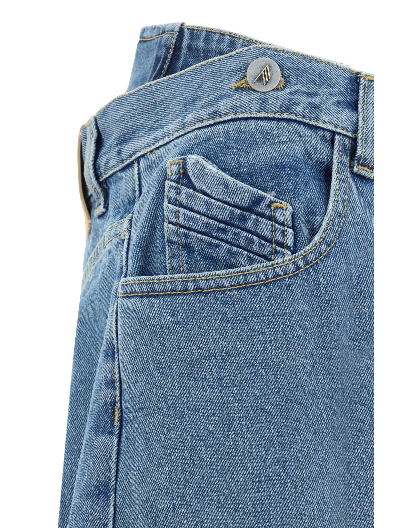 Shop Attico Jeans In Light Blue Denim