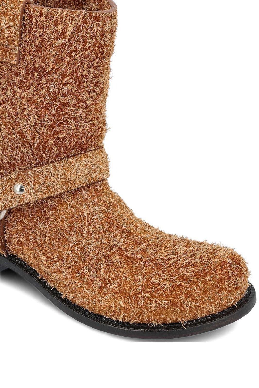 Loewe Campo Leather Biker Boots In Brown