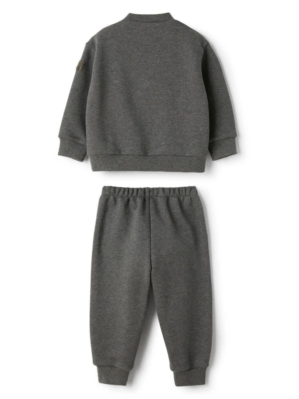 Shop Il Gufo Coal Fleece Suit With Appliqué In Grey