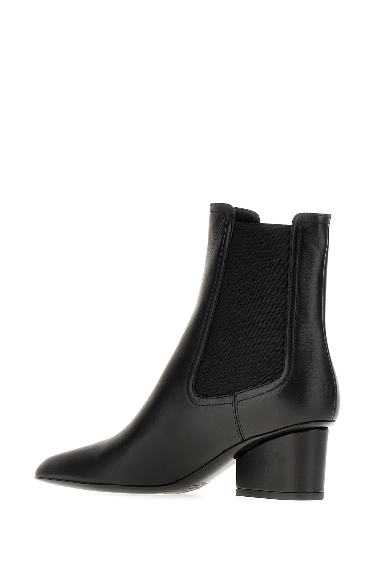 Shop Ferragamo Black Leather Boots In Nero