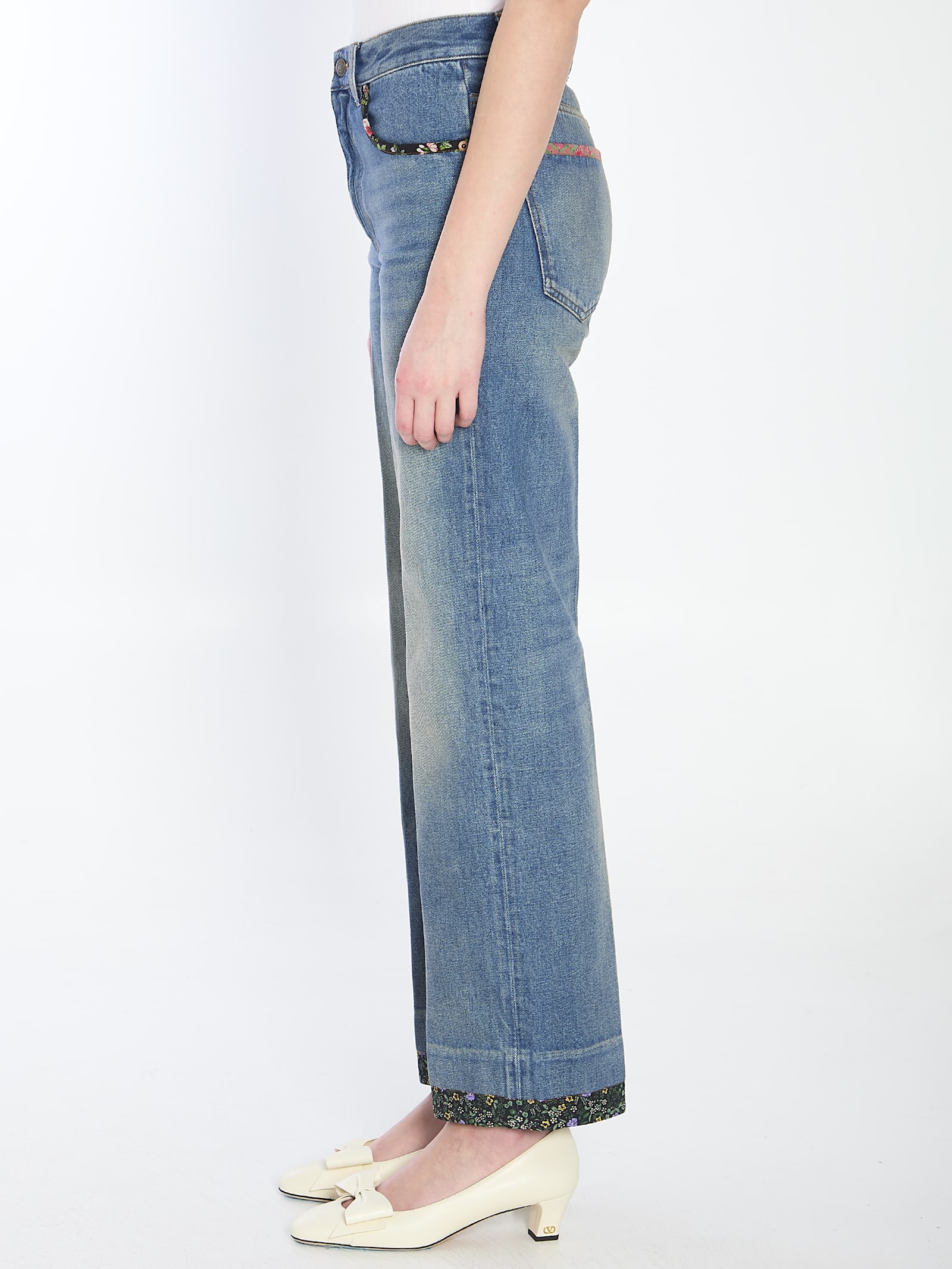 Shop Valentino Floral Print Jeans