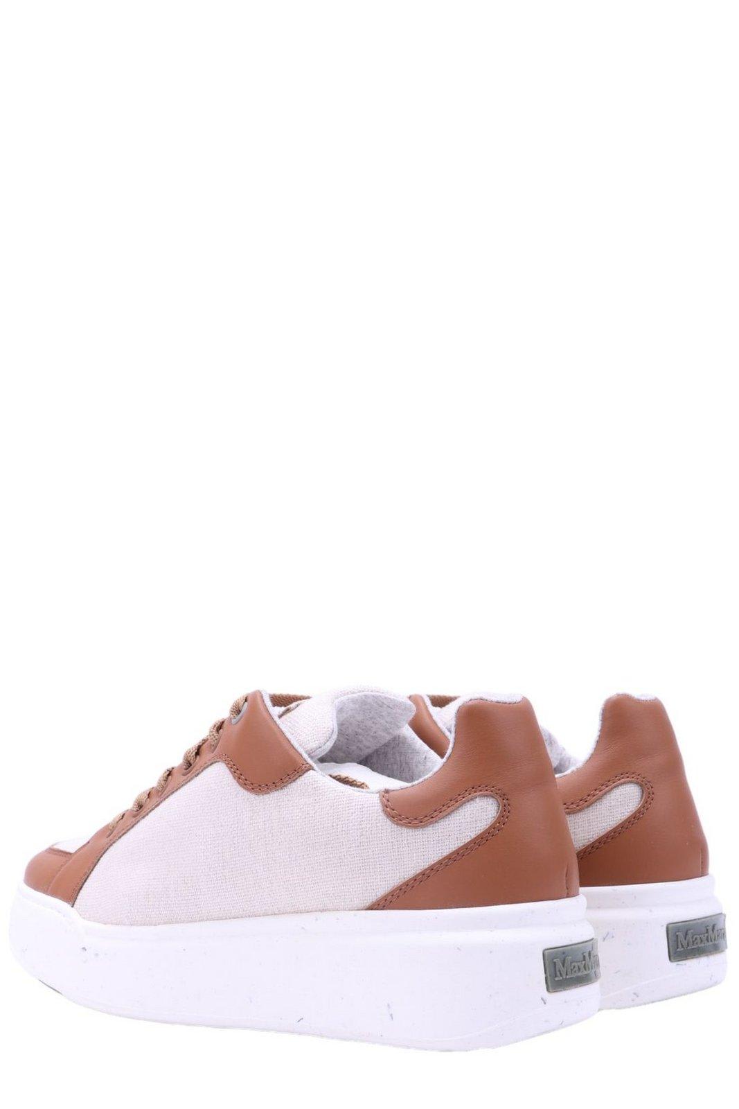 Shop Max Mara Round Toe Lace-up Sneakers In Cuoio