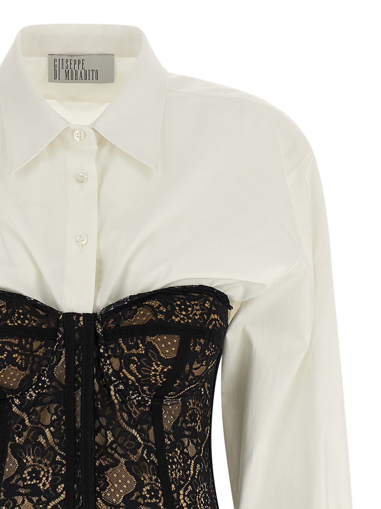 Giuseppe Di Morabito Long Sleeve Corset Style Lace Dress In Multi