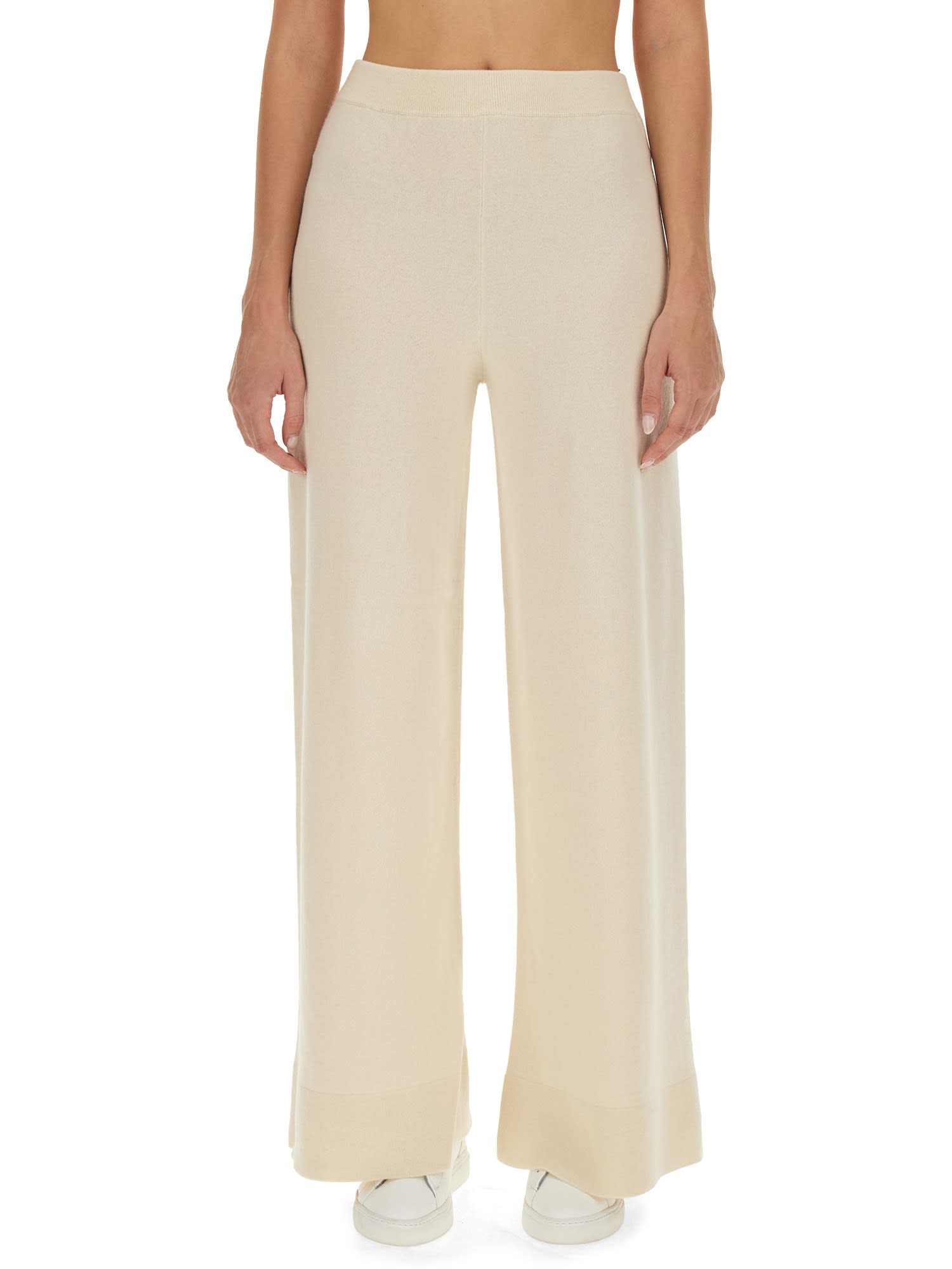 Fabiana Filippi Casual Pants With Waist And Loop Straps In Avorio