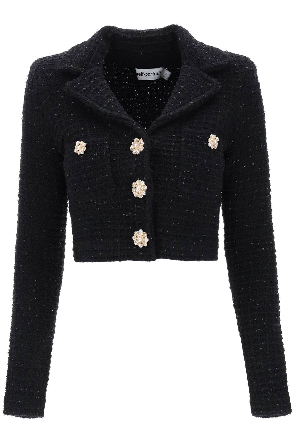 self-portrait Cropped Jacket In Sequin Knit