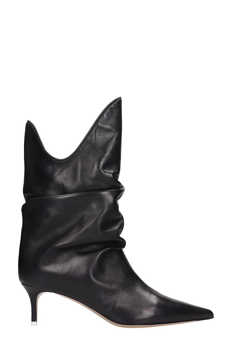 ATTICO LOW HEELS ANKLE BOOTS IN BLACK LEATHER,11211342