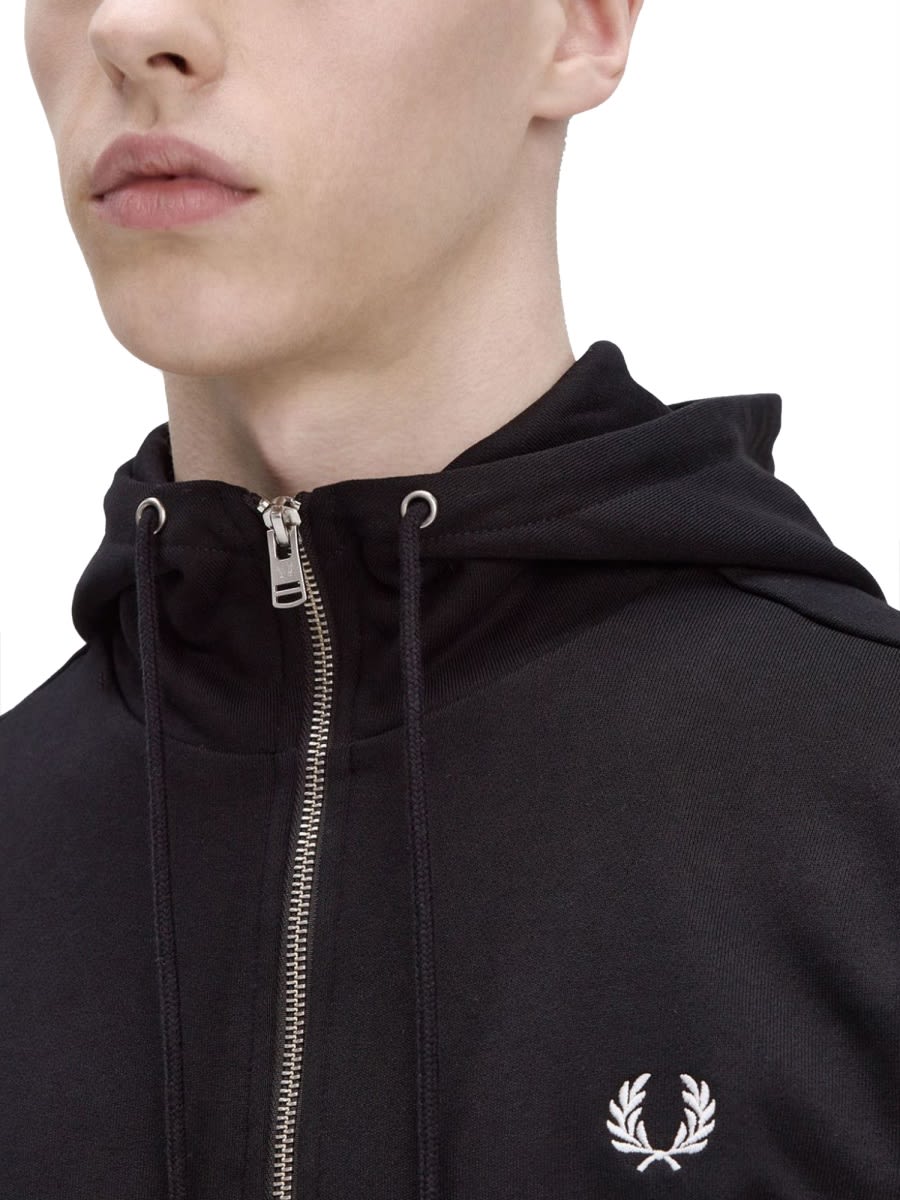 Fred Perry Zipper Hoodie In Black