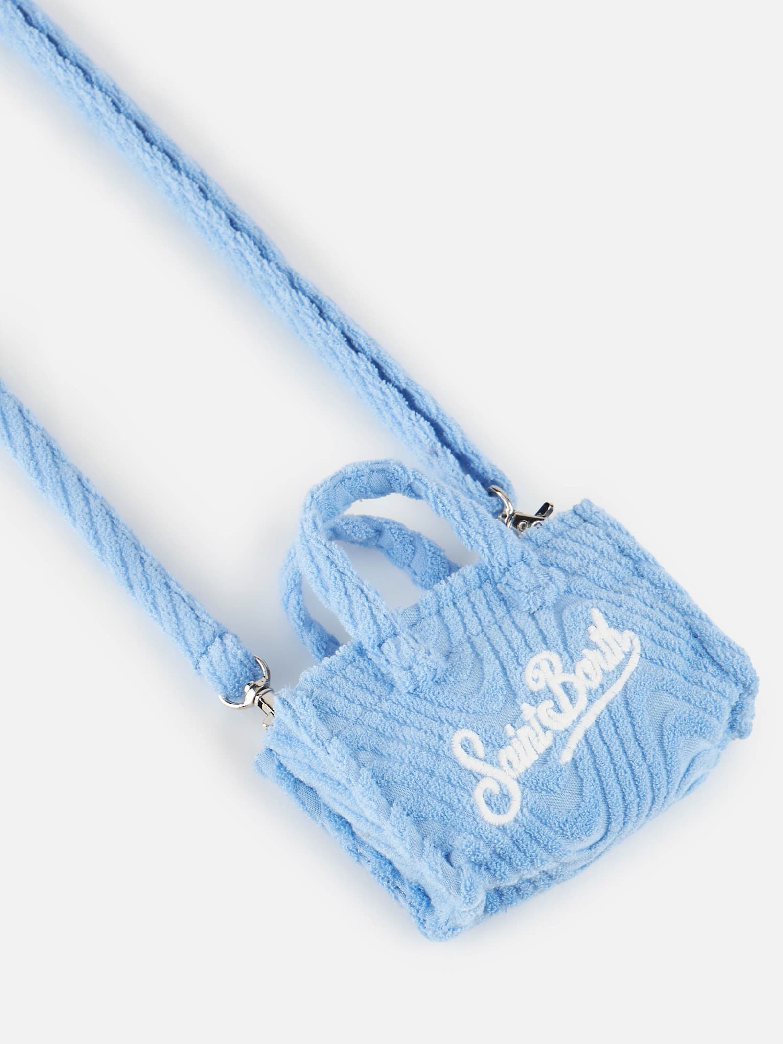 Mc2 Saint Barth Light Blue Terry Embossed Key Holder In Sky