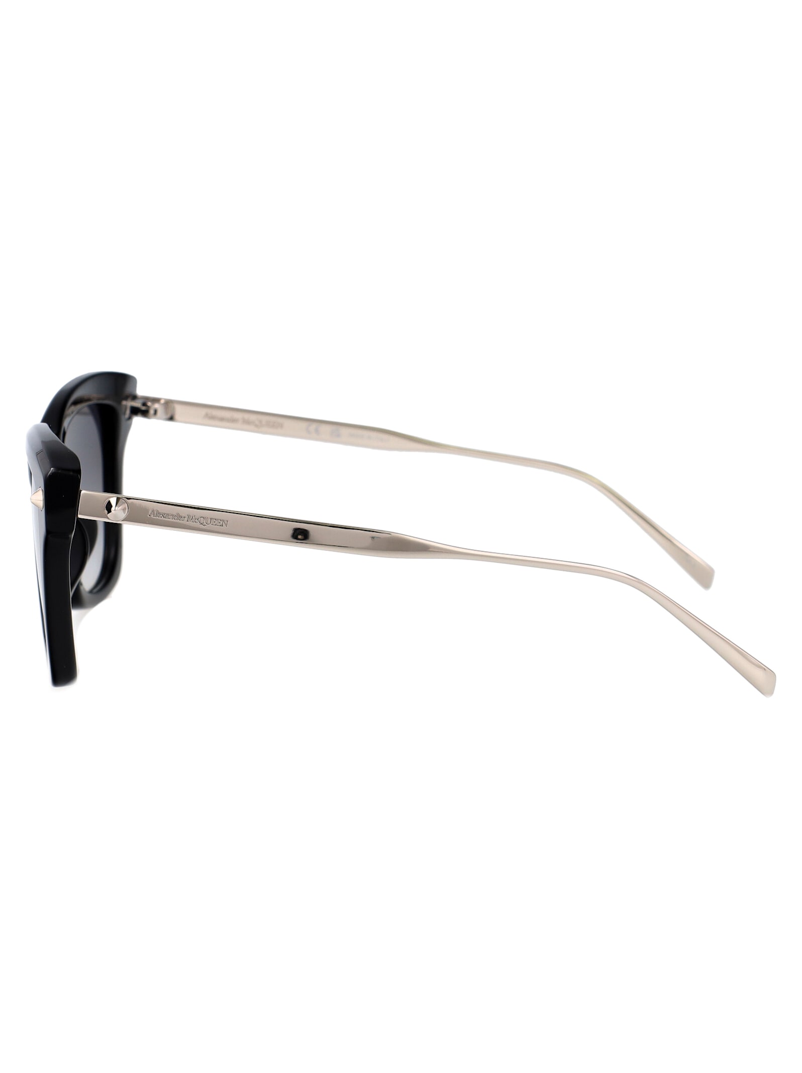 Alexander Mcqueen Square-frame Sunglasses In Black-silver-grey