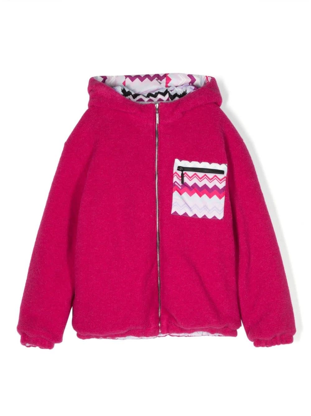 Shop Missoni Pink And Fuchsia Reversible Jacket With Chevron Pattern In Multicolor