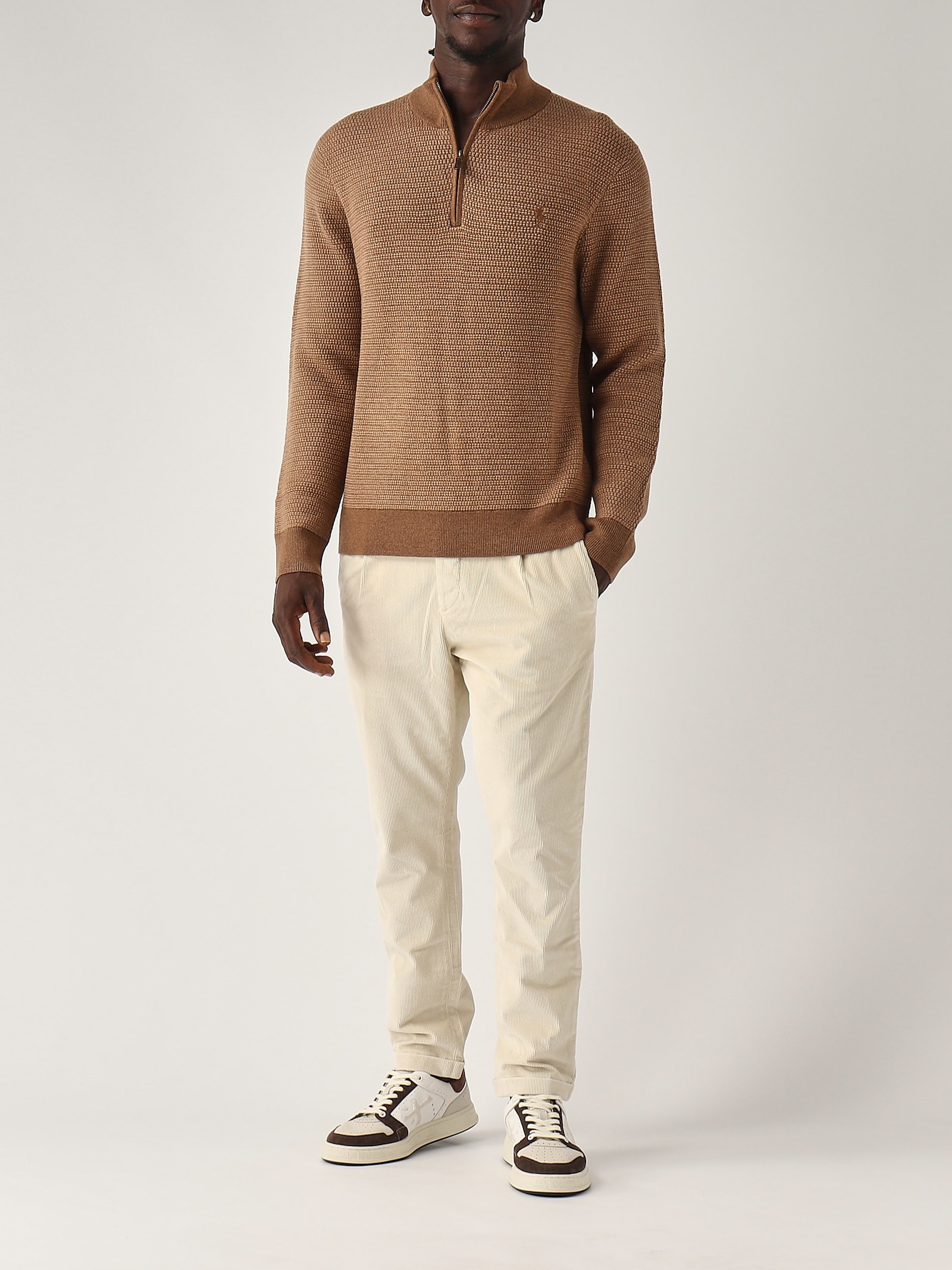 Shop Polo Ralph Lauren Maglia Mezza Zip Uomo Lana Armaturata Sweater In Cammello