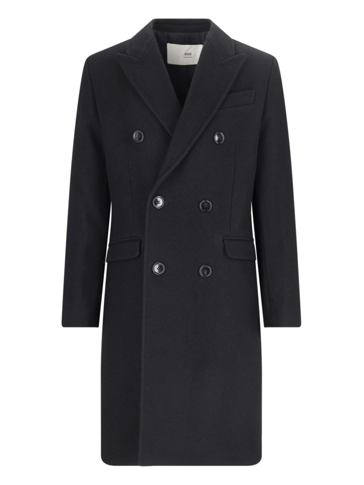 Shop Ami Alexandre Mattiussi Double-breasted Coat In Black