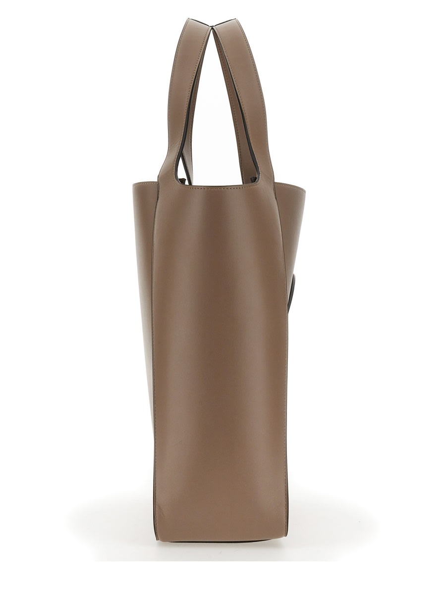 Shop Stella Mccartney Square Tote Bag With Logo In Dove
