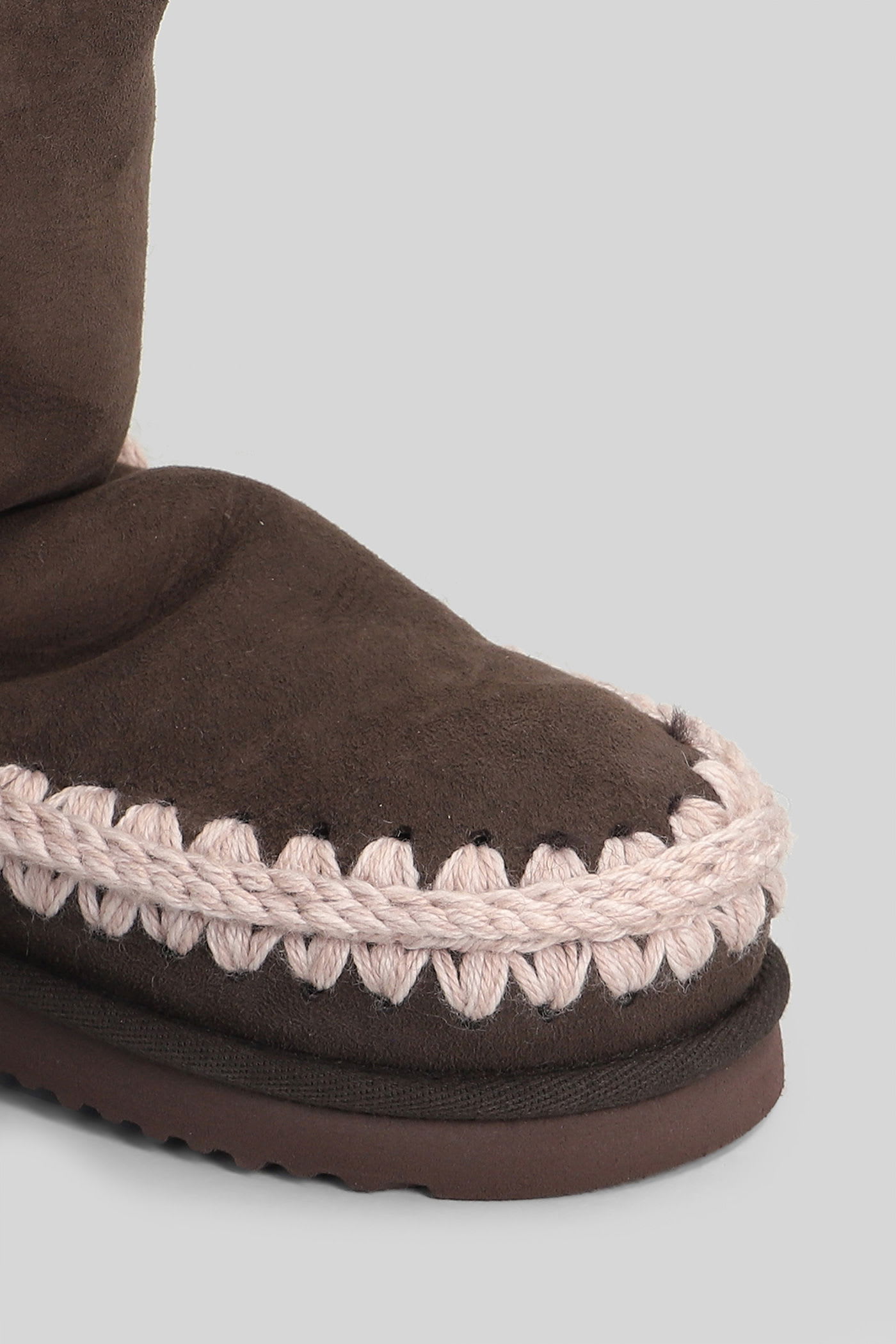 Mou Eskimo 24 Low Heels Ankle Boots In Brown Suede In Brown