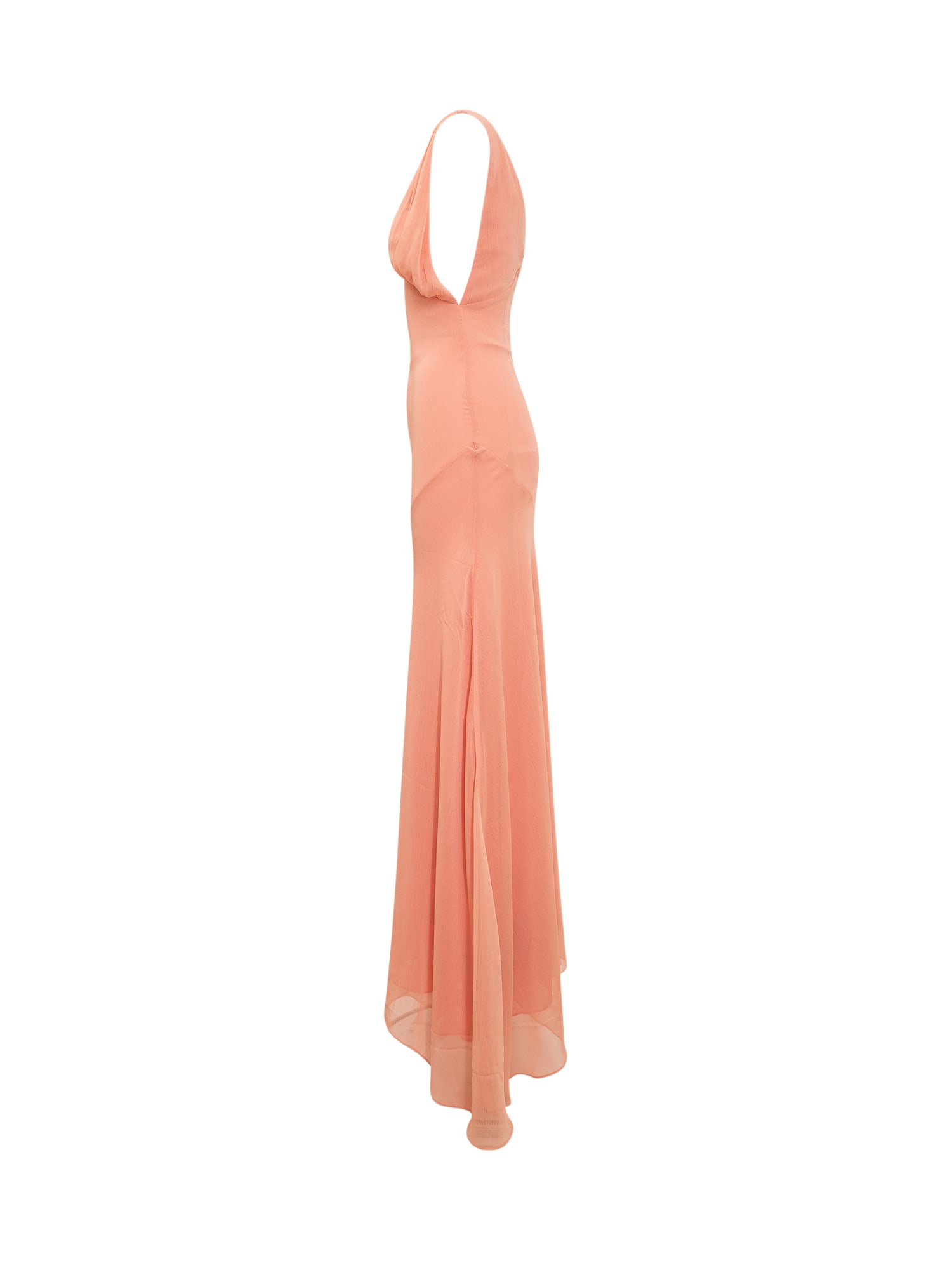 Shop De La Vali Long Dress In Arancione/pesca