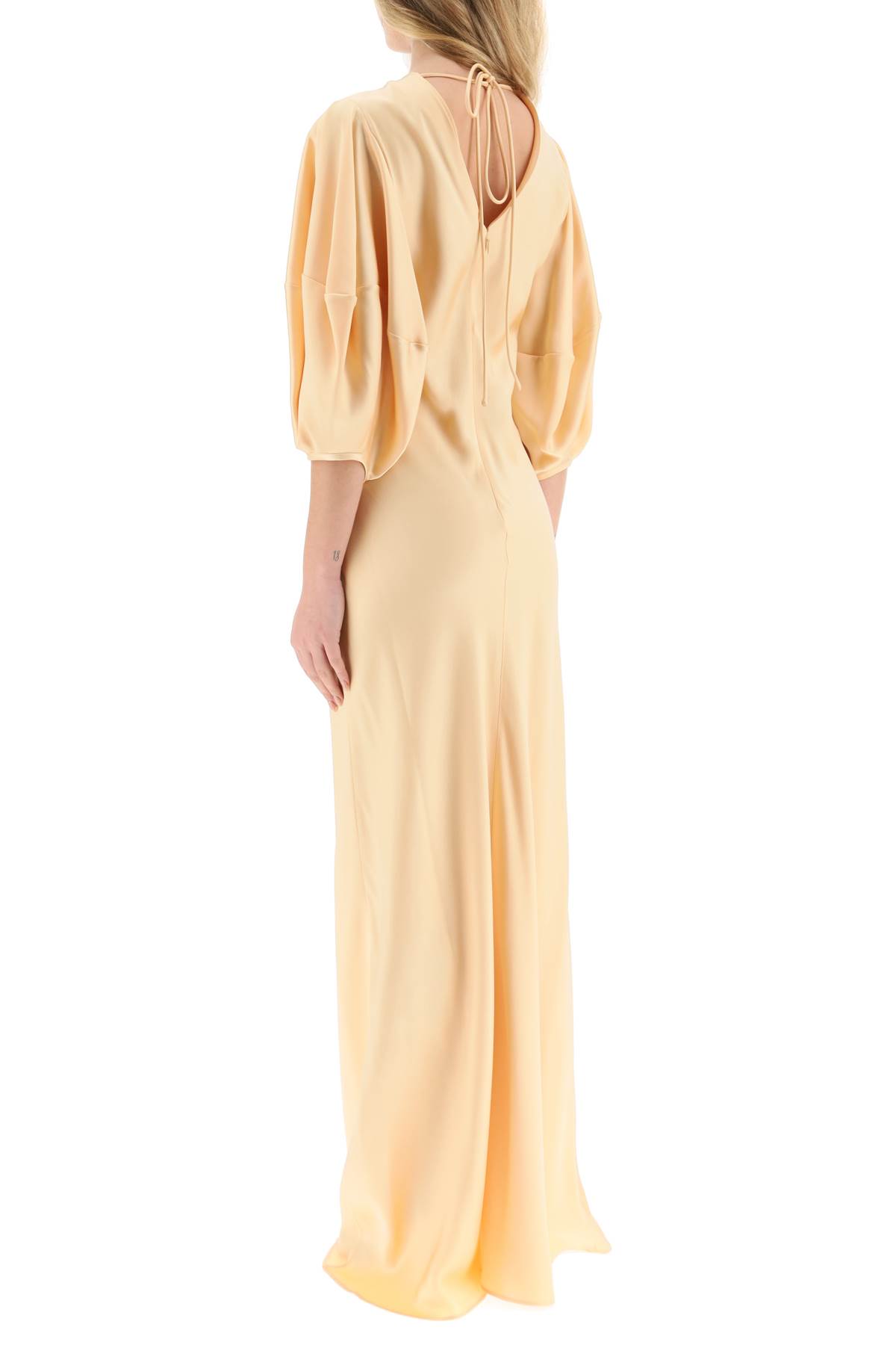 Shop Stella Mccartney Satin Maxi Dress With Cut-out Ring Detail In Custard (pink)