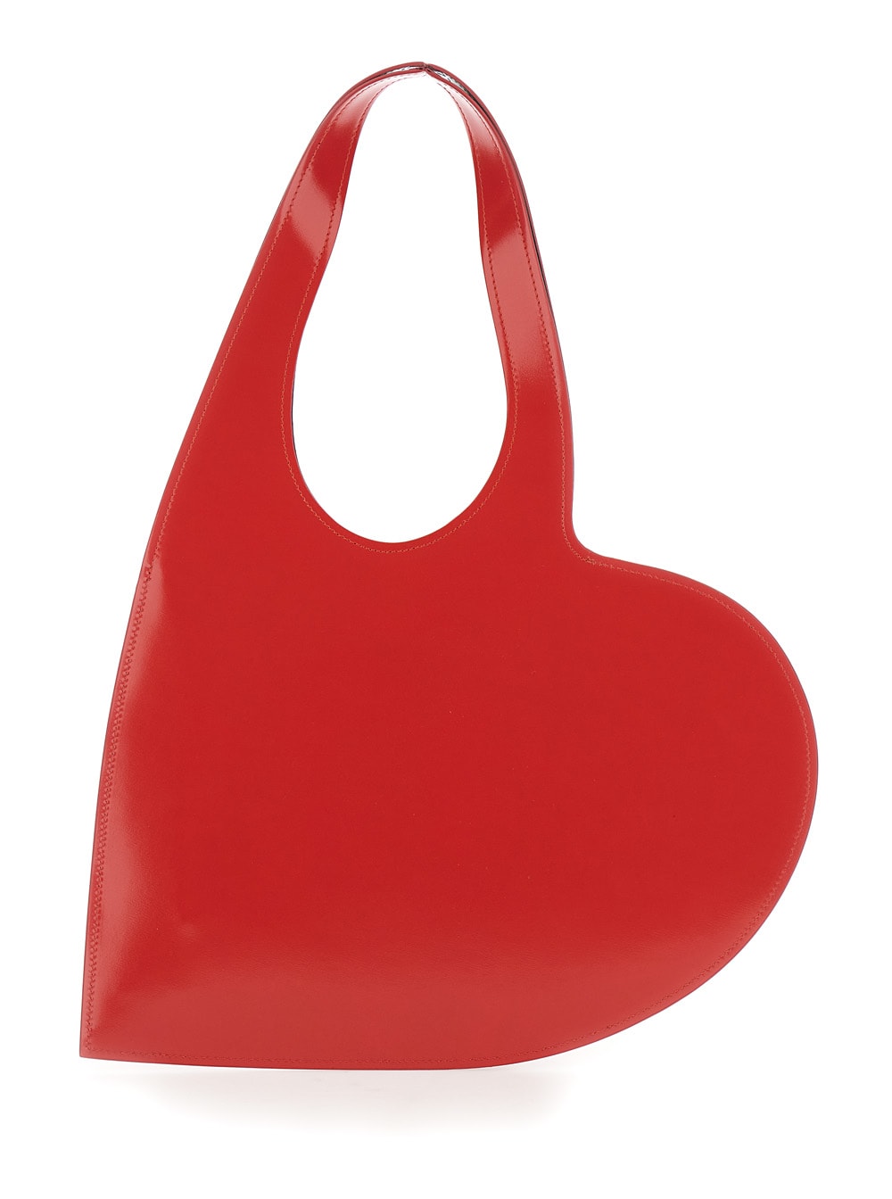 Shop Coperni Heart Mini Red Tote Bag With Logo Print In Glossy Leather Woman