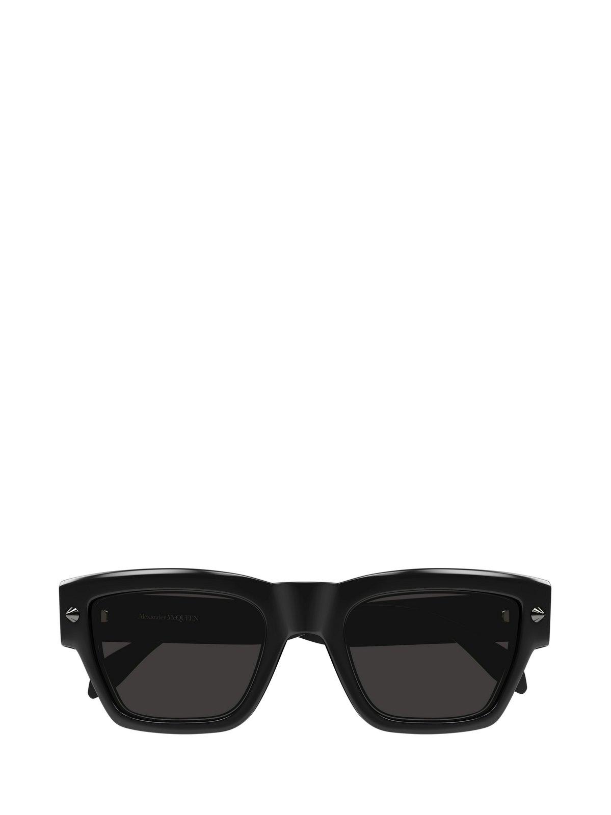 Shop Alexander Mcqueen Square Frame Sunglasses Sunglasses In 001 Black Black Grey