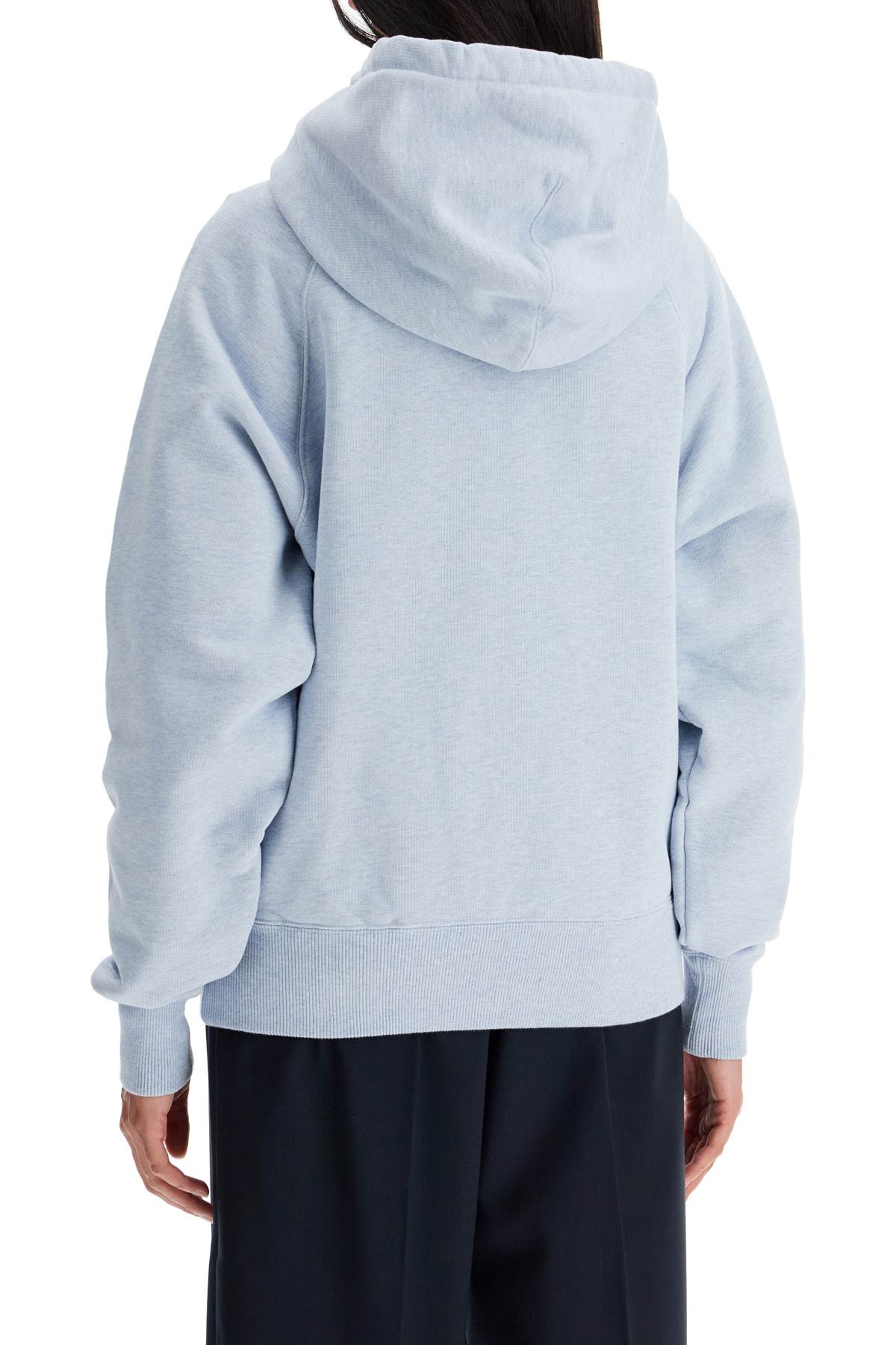 Shop Ami Alexandre Mattiussi Ami De Coeur Hooded In Blue Cashmere Chine (light Blue)