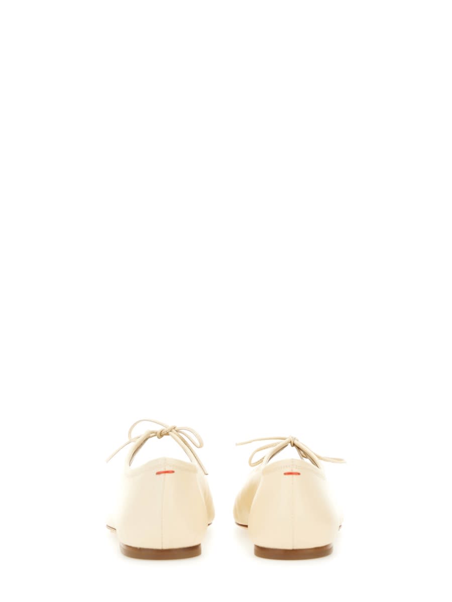 Aeyde Pointed Toe Leather Ballet Flats In White