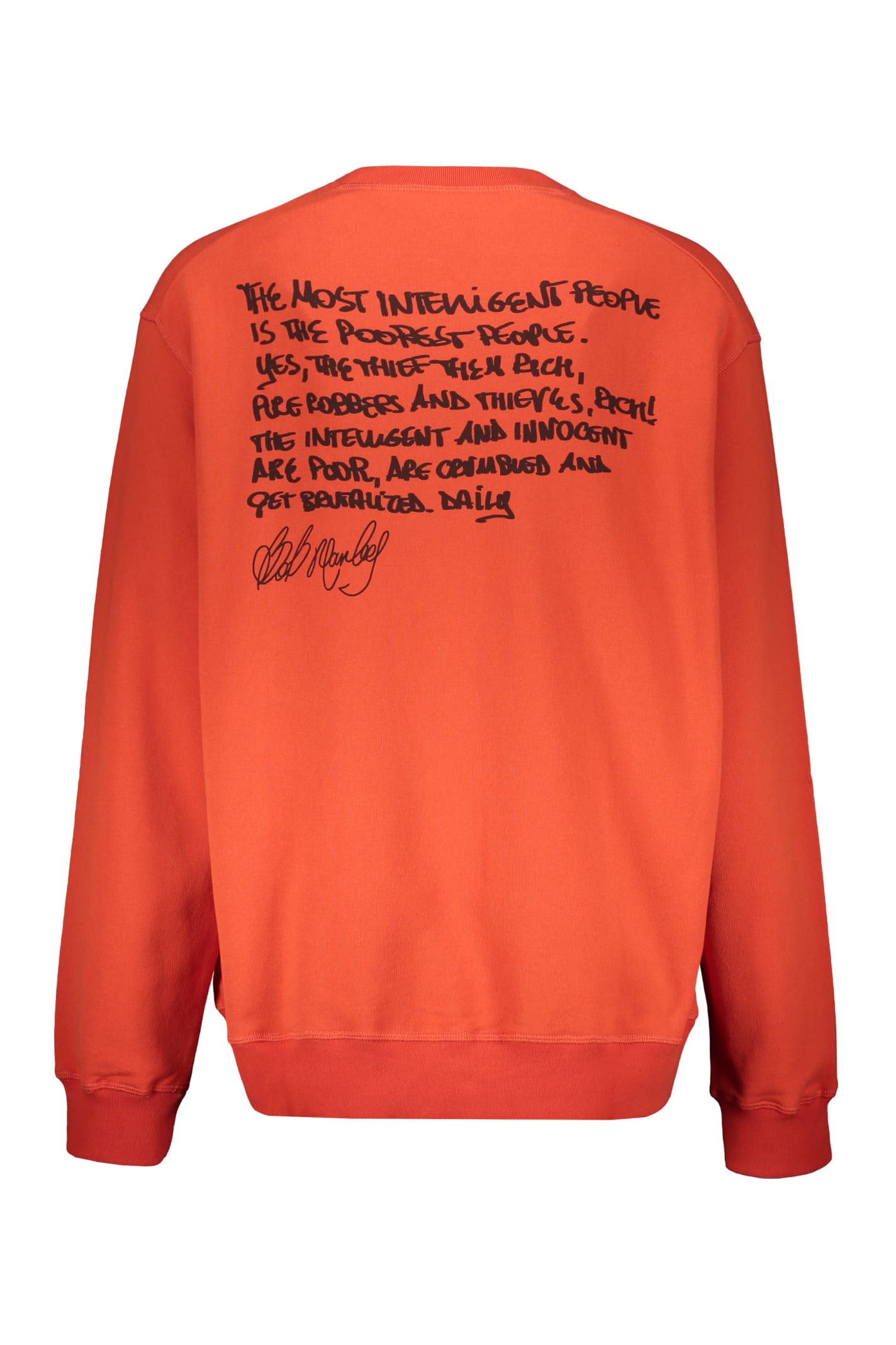 Shop Dsquared2 Printed Cotton Sweatshirt In Orange