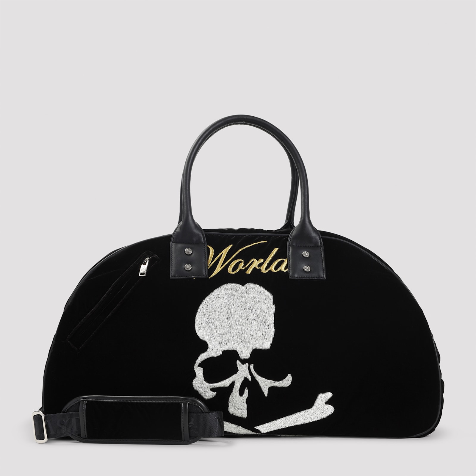 Mastermind Japan Skull Embroidered Velvet Duffle Bag In Black